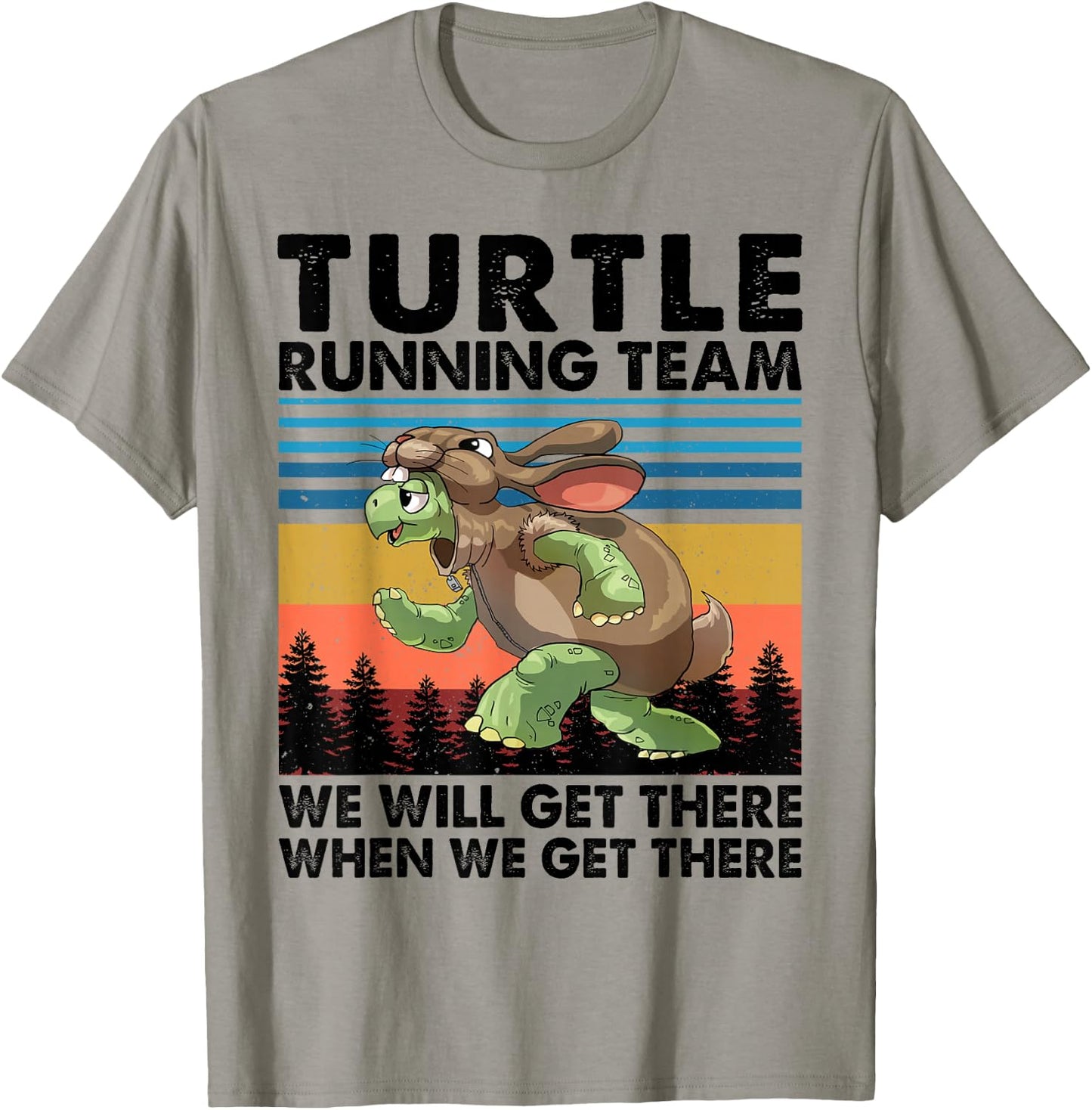 Turtle and Rabbit Running Team Running Marathon Day T-Shirt - T-Shirt | Sand