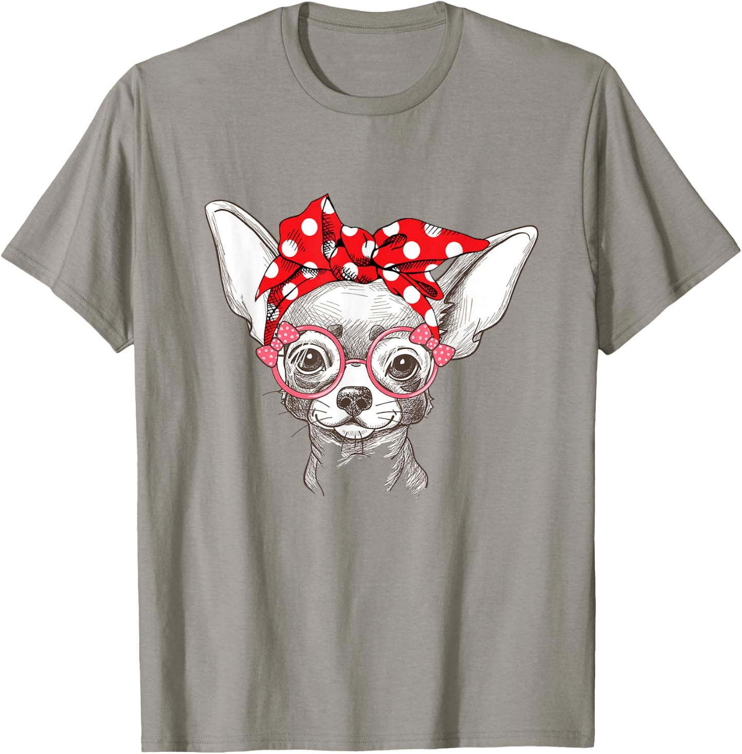 Funny Cute Chihuahua Mom Wears Bandana T-Shirt - T-Shirt | Sand