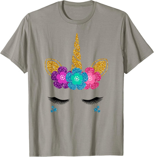 Unicorn Face Halloween Costume Idea And Birthday Outfit T-Shirt - T-Shirt | Sand