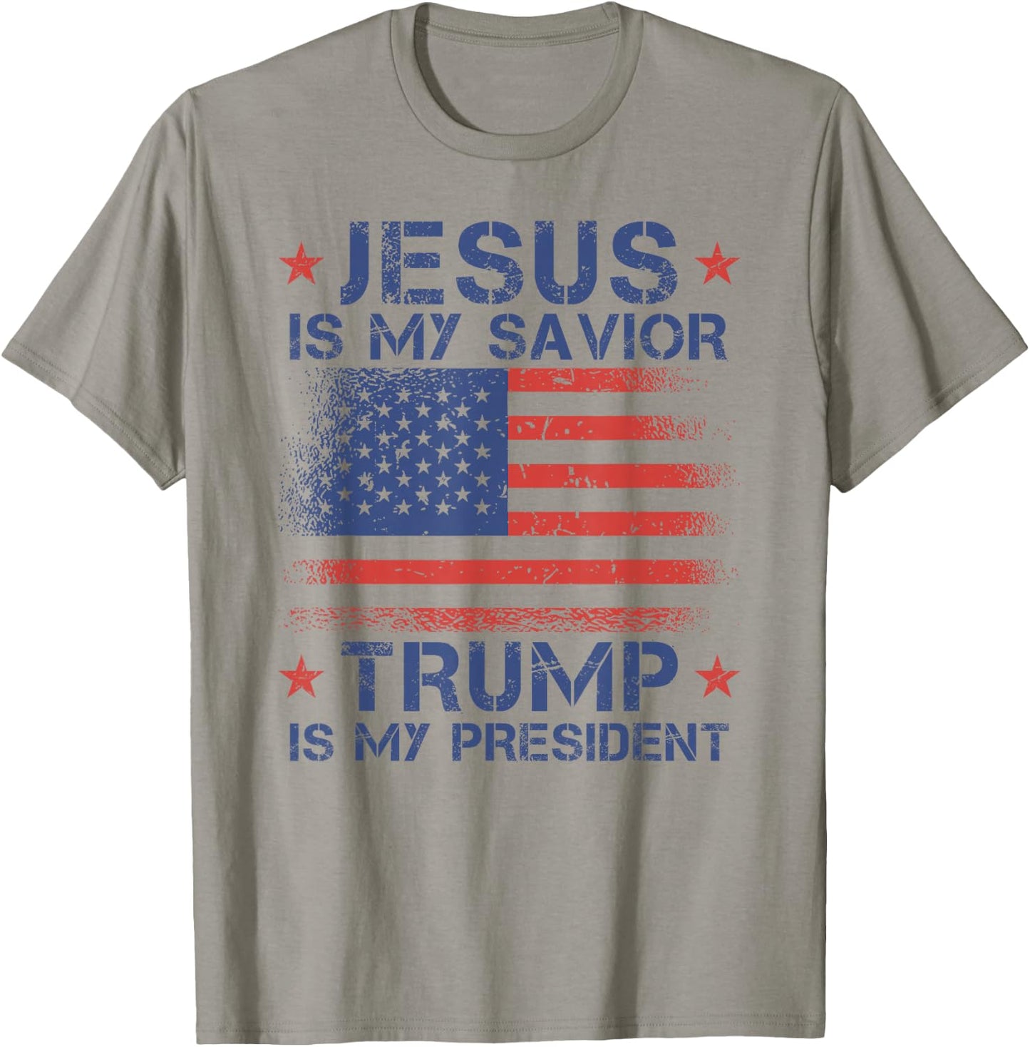 Jesus Is My Savior Trump Is My President Retro Us Flag T-Shirt - T-Shirt | Sand