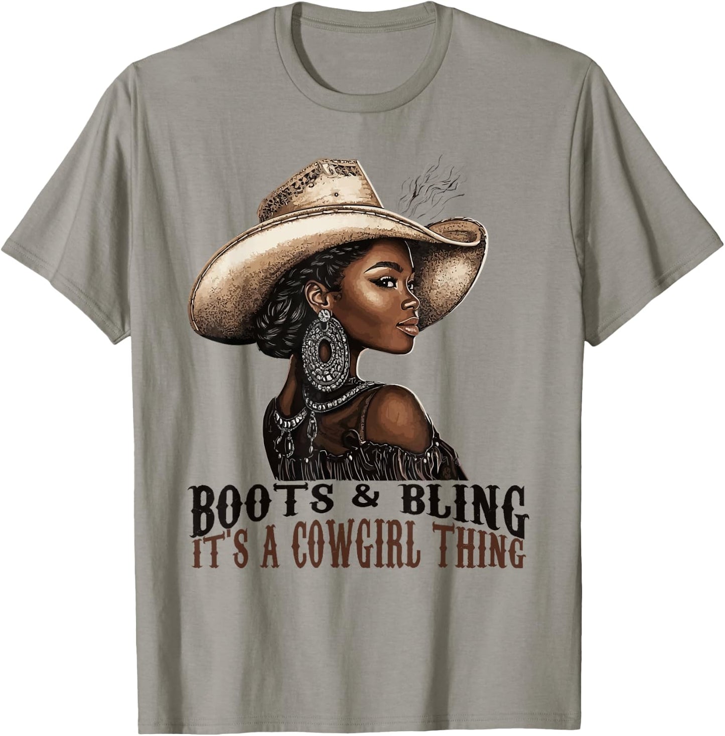 Boots and Bling it's Cowgirl Thing Western Country Melanin T-Shirt - T-Shirt | Sand