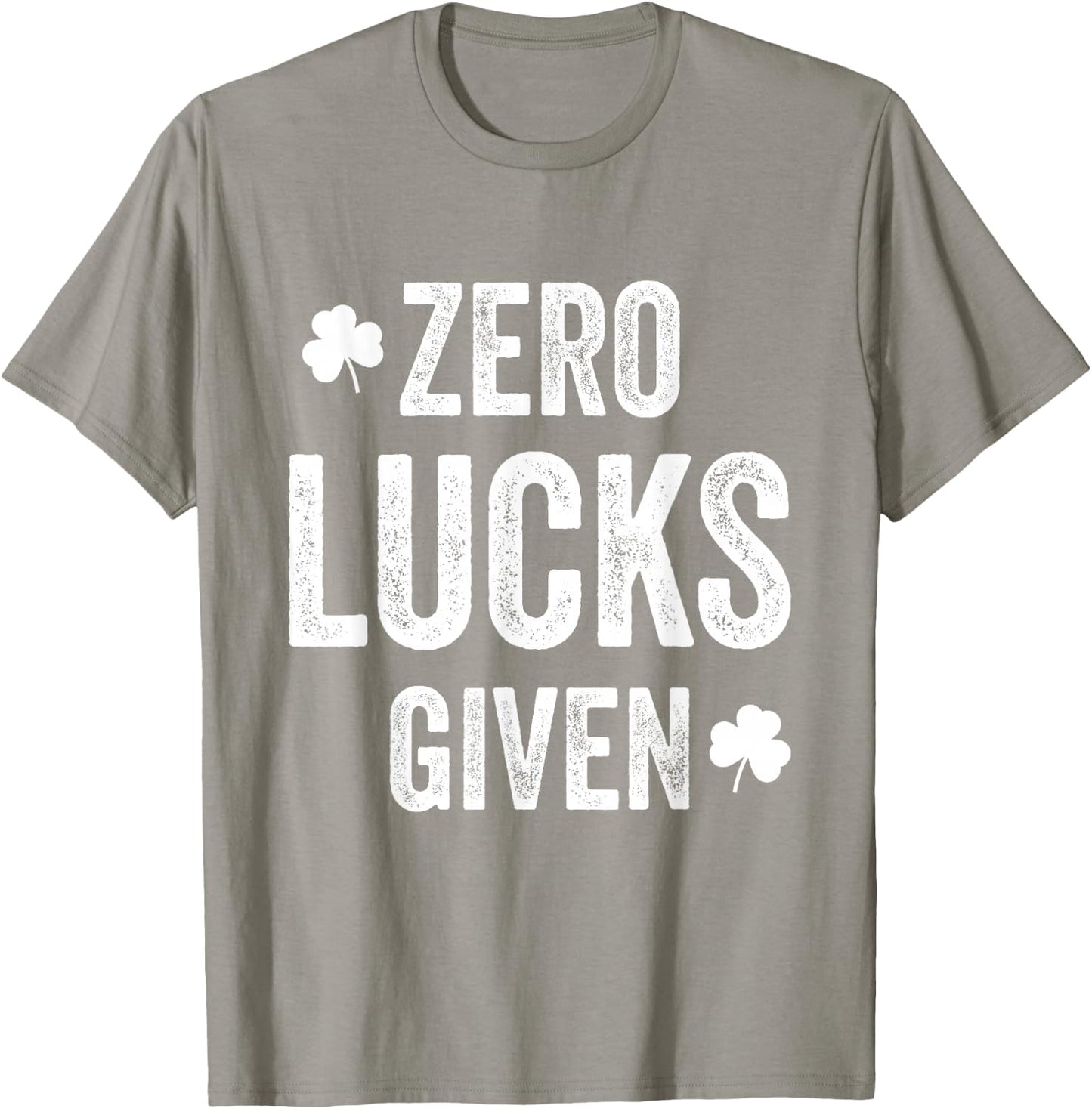 Zero Lucks Given Vintage Shamrock St Patricks Day Funny T-Shirt - T-Shirt | Sand