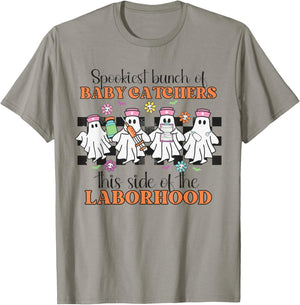 Labor and Delivery Nurse Halloween Ghosts Midwife OB Nurse T-Shirt - T-Shirt | Sand
