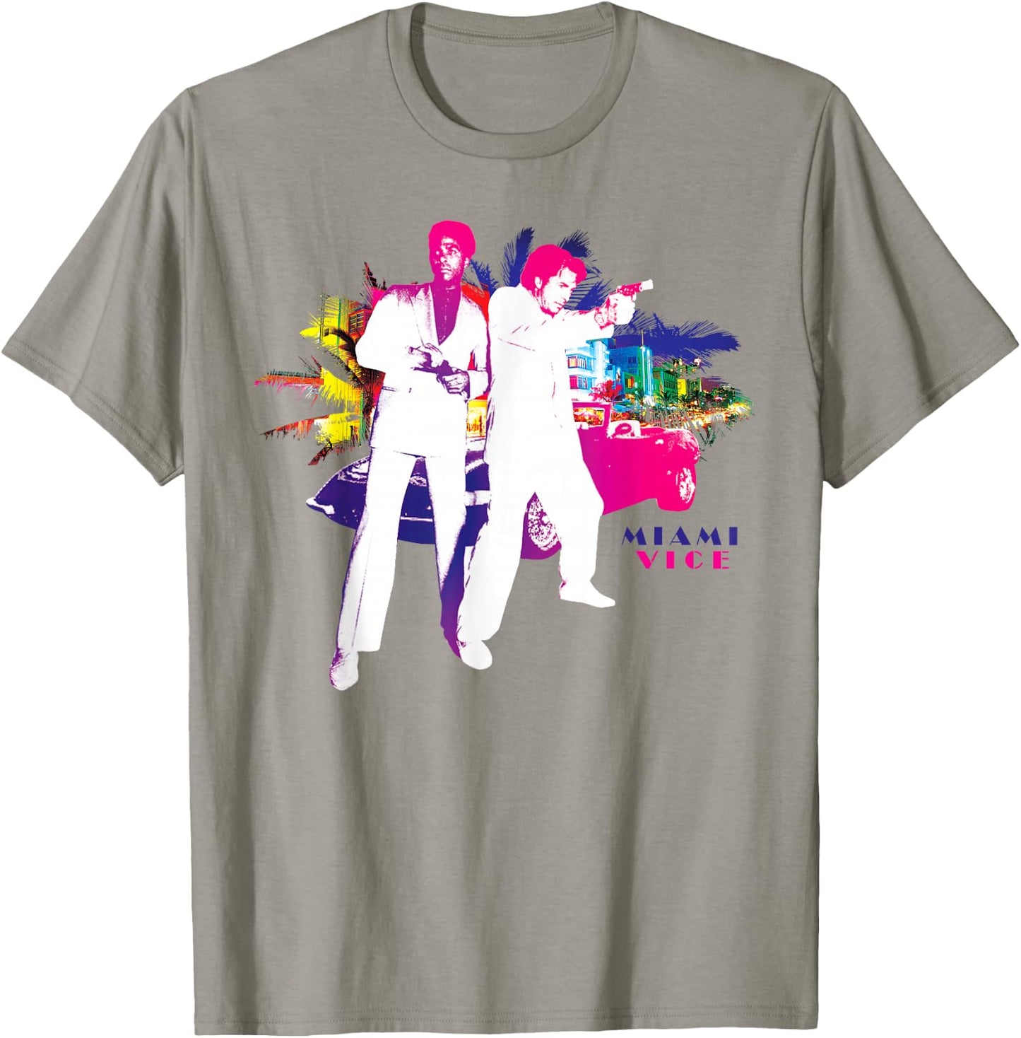 Miami Vice Crockett & Tubbs in Action T-Shirt - T-Shirt | Sand
