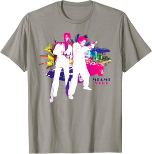 Miami Vice Crockett & Tubbs in Action T-Shirt - T-Shirt | Sand
