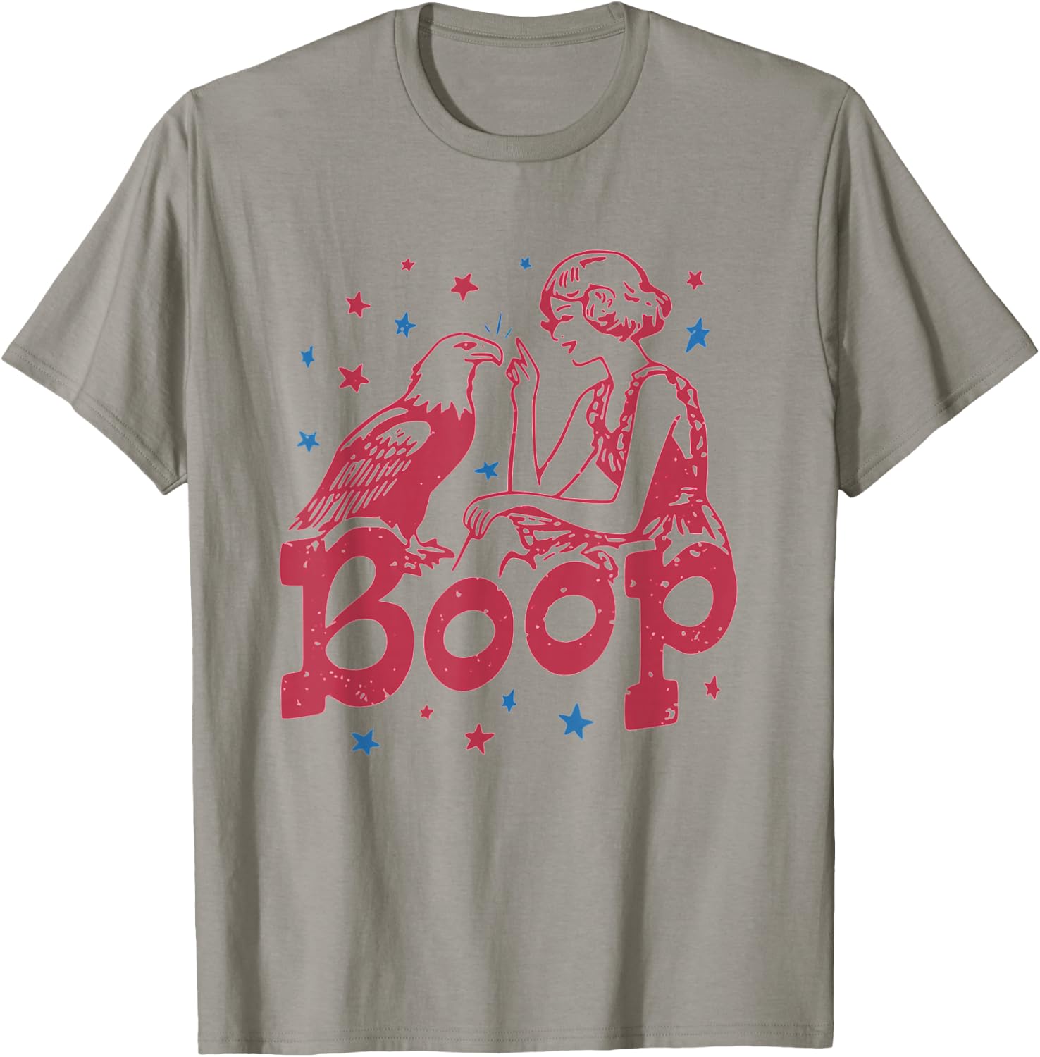 Retro Funny Eagle Boop Patriotic 4th July Retro America T-Shirt - T-Shirt | Sand