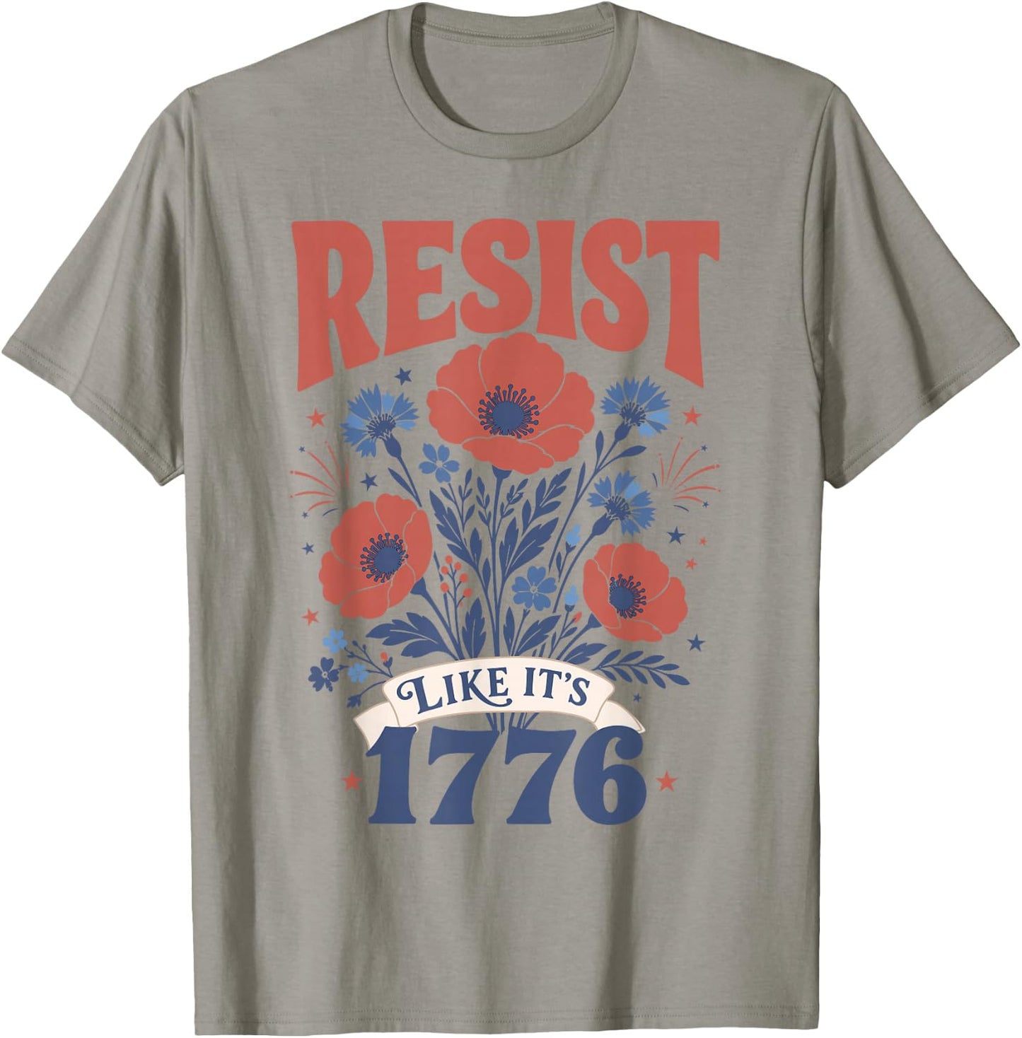 Retro Boho Floral Subtle Resist Like It's 1776 250 Years T-Shirt - T-Shirt | Sand