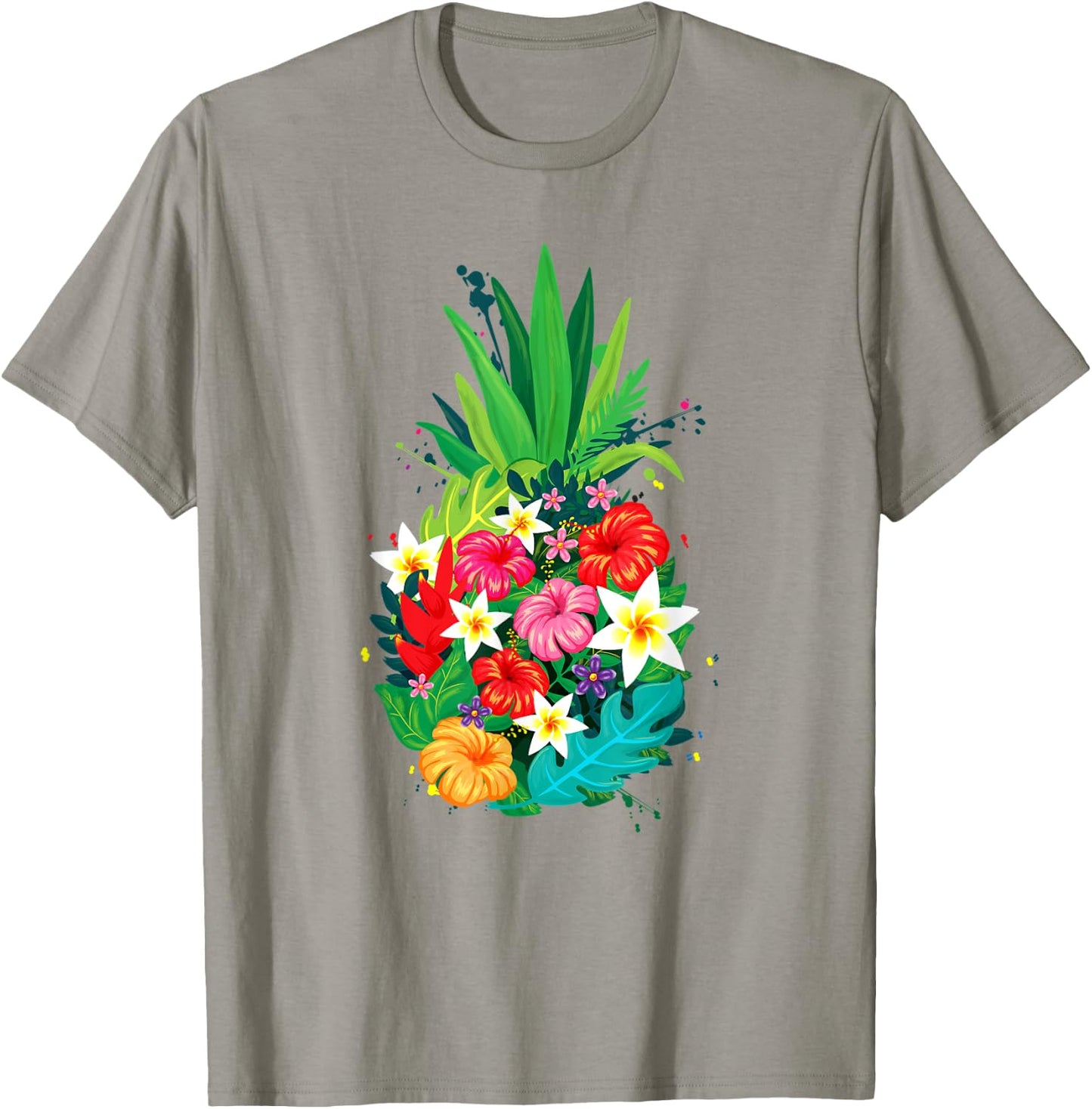 Tropical Flower Pineapple Summer Girl Hawaii T-Shirt - T-Shirt | Sand