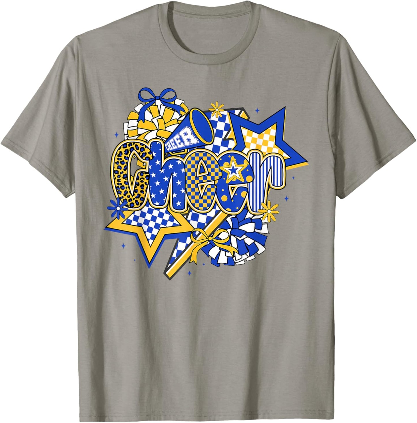 Coquette Cheer Bow Cheerleader Cheerleading Blue & Yellow T-Shirt - T-Shirt | Sand