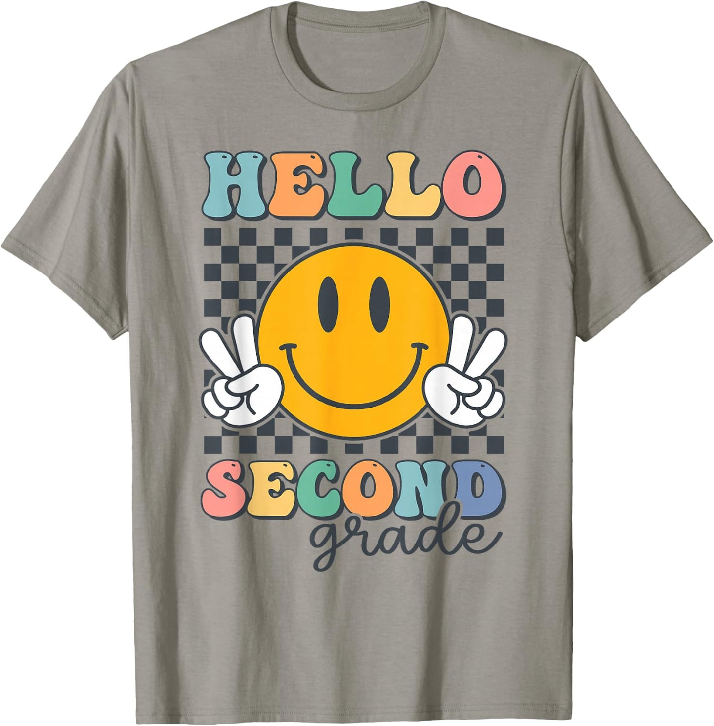 Hello Second Grade Retro Smile Team 2nd Grade Back to School T-Shirt - T-Shirt | Sand