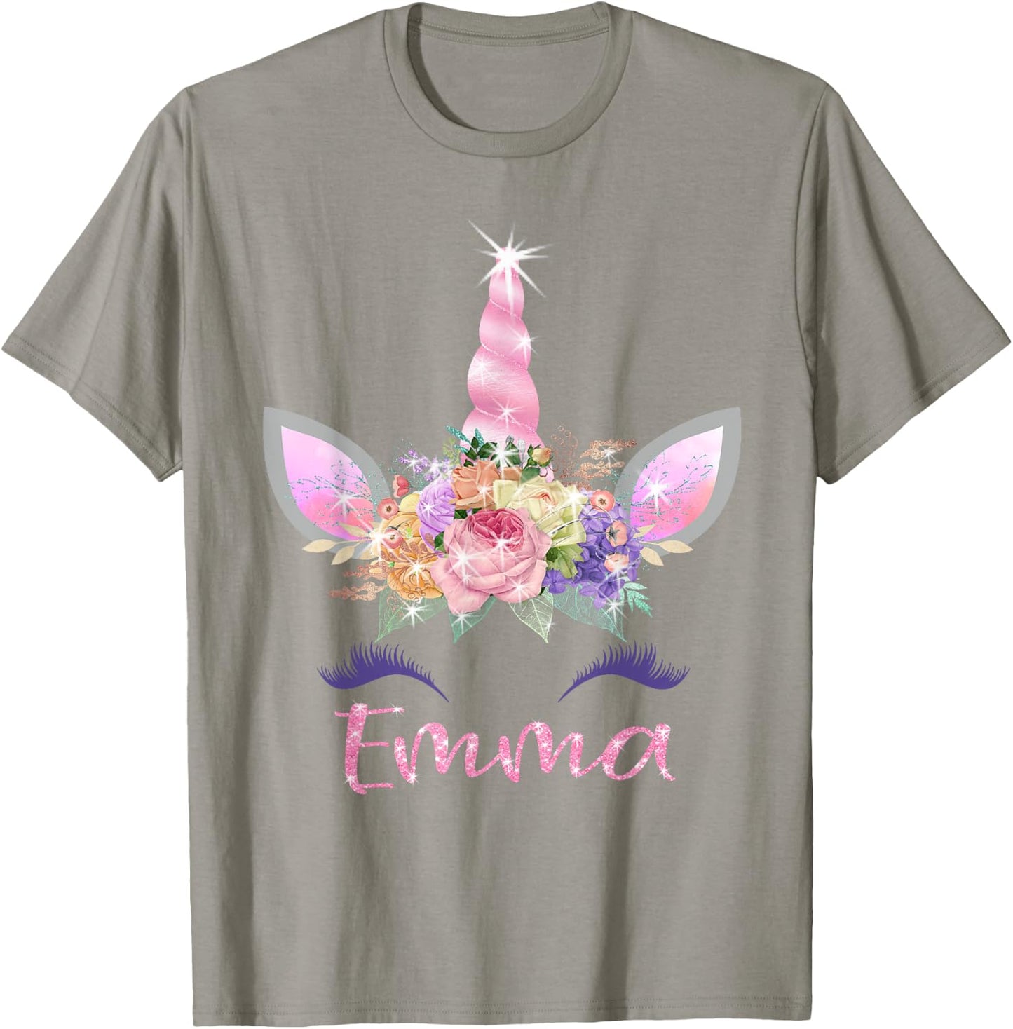 Emma: Unicorn Shirts for Girls with Name T-Shirt - T-Shirt | Sand