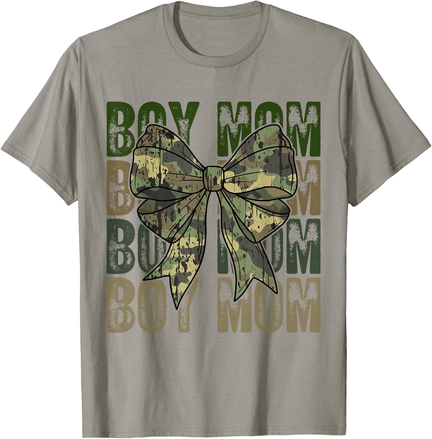 Boy Mom Camo Coquette Bow Camouflage Mama Mom Hunting Season T-Shirt - T-Shirt | Sand