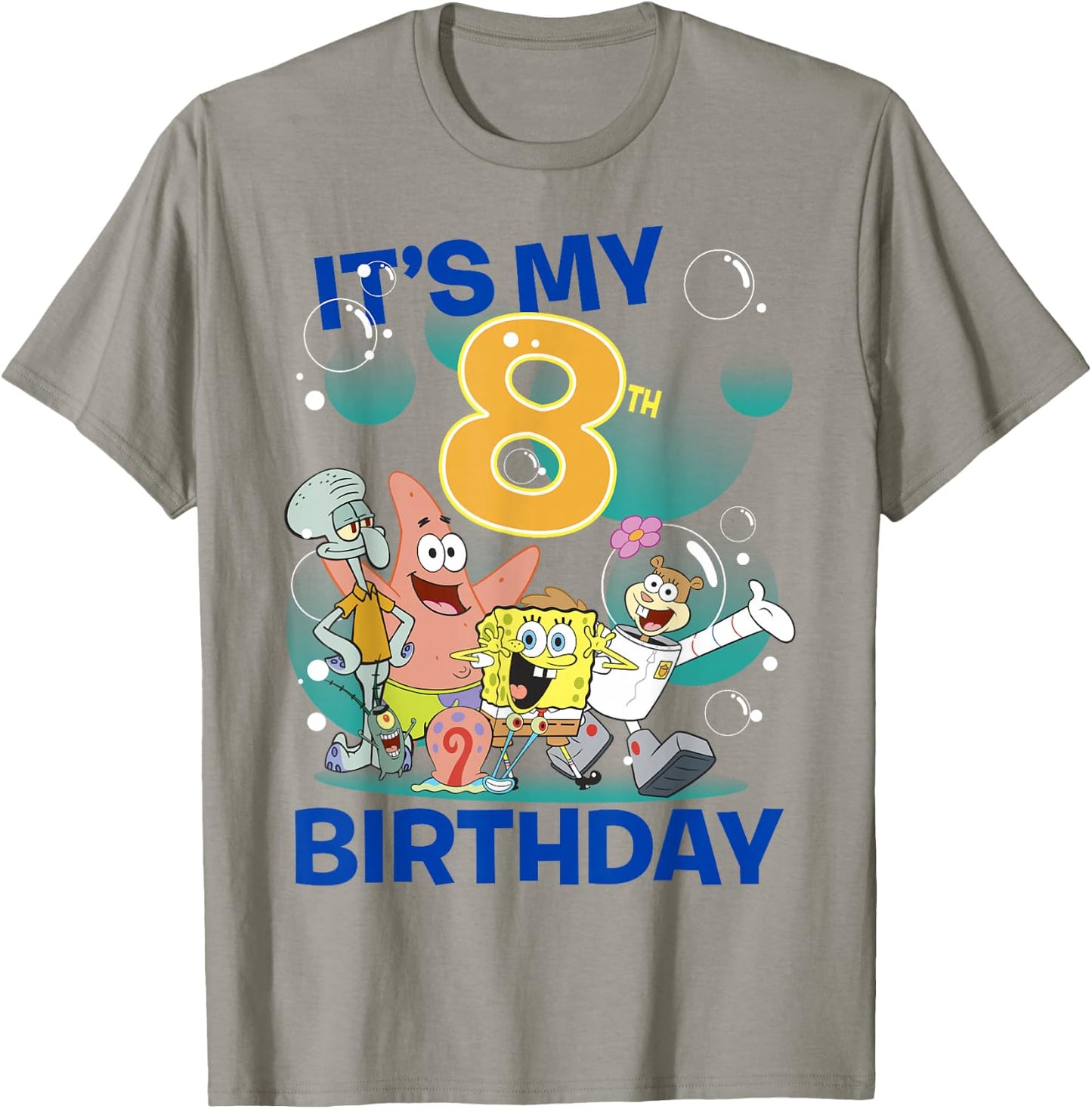 Spongebob Squarepants It's My 8th Birthday Group Shot T-Shirt - T-Shirt | Sand