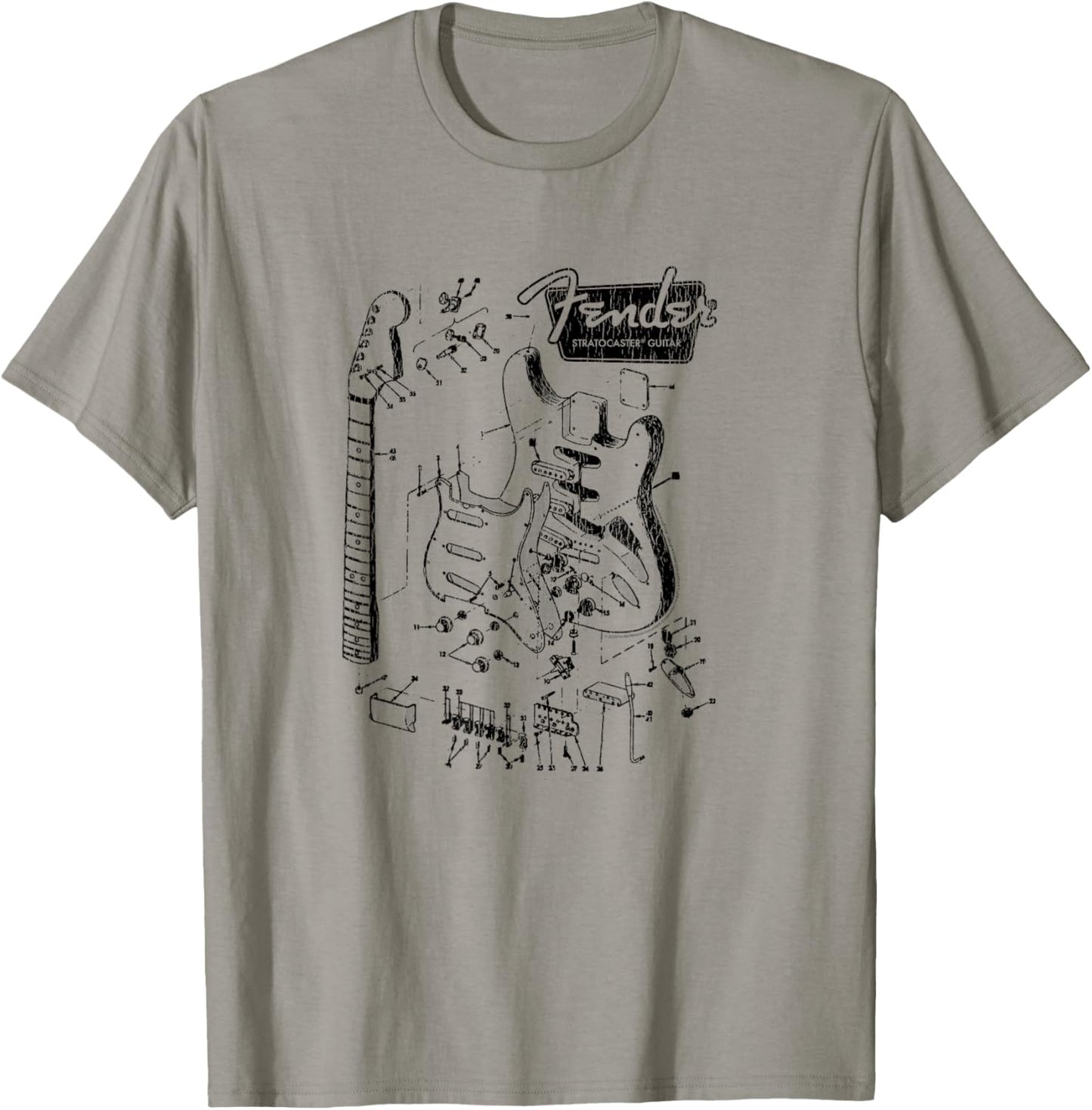 Fender Stratocaster Breakdown Schematics T-Shirt - T-Shirt | Sand