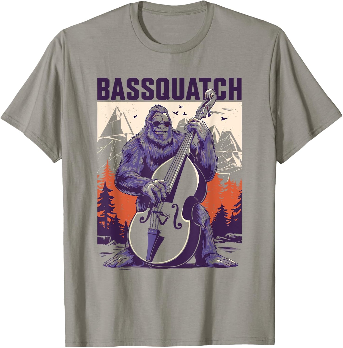 Bassquatch Bigfoot Double Bass Fiddle Upright Bass Sasquatch T-Shirt - T-Shirt | Sand
