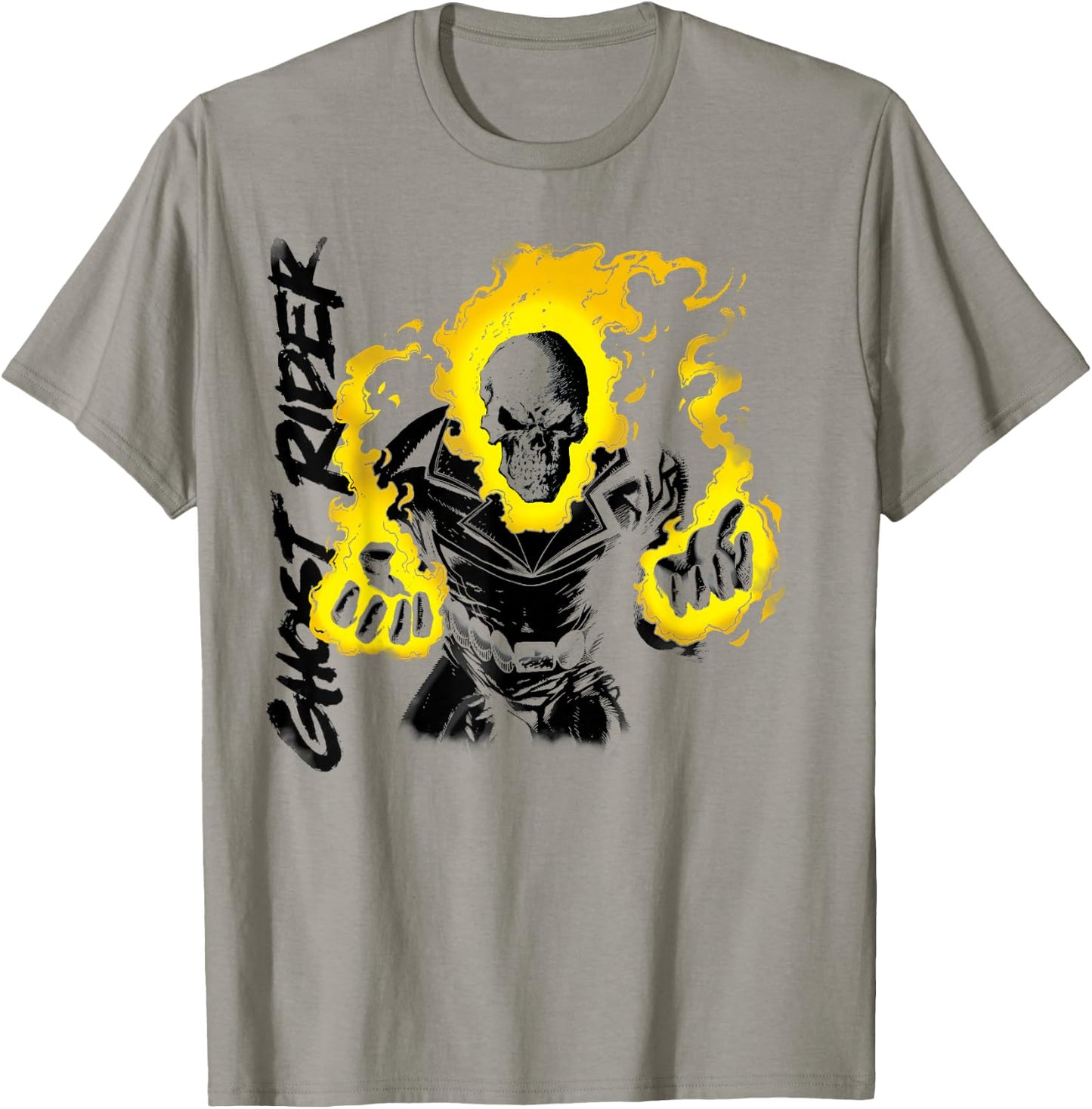 Marvel Ghost Rider Retro Skull Hands Aflame Graphic T-Shirt - T-Shirt | Sand