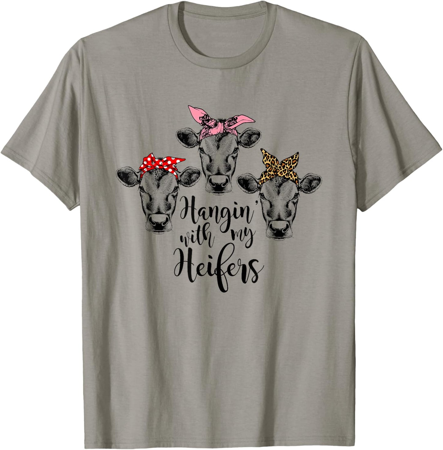 Cute Women's Hanging With My Heifers Bandana T-Shirt - T-Shirt | Sand