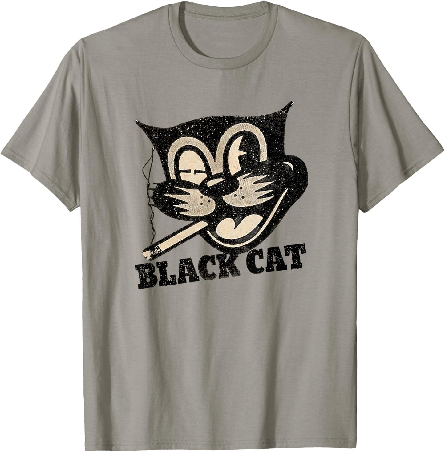 Vintage Retro Black Cat Smoking Halloween Gift T-Shirt - T-Shirt | Sand