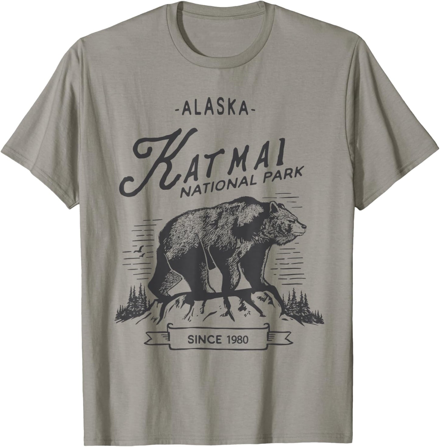 Vintage Katmai National Park T Shirt Retro Bear Alaska T-Shirt - T-Shirt | Sand