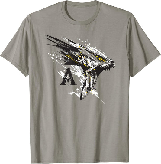 Avatar Epic Powerful Banshee Paint Splash Sketch Chest Logo T-Shirt - T-Shirt | Sand