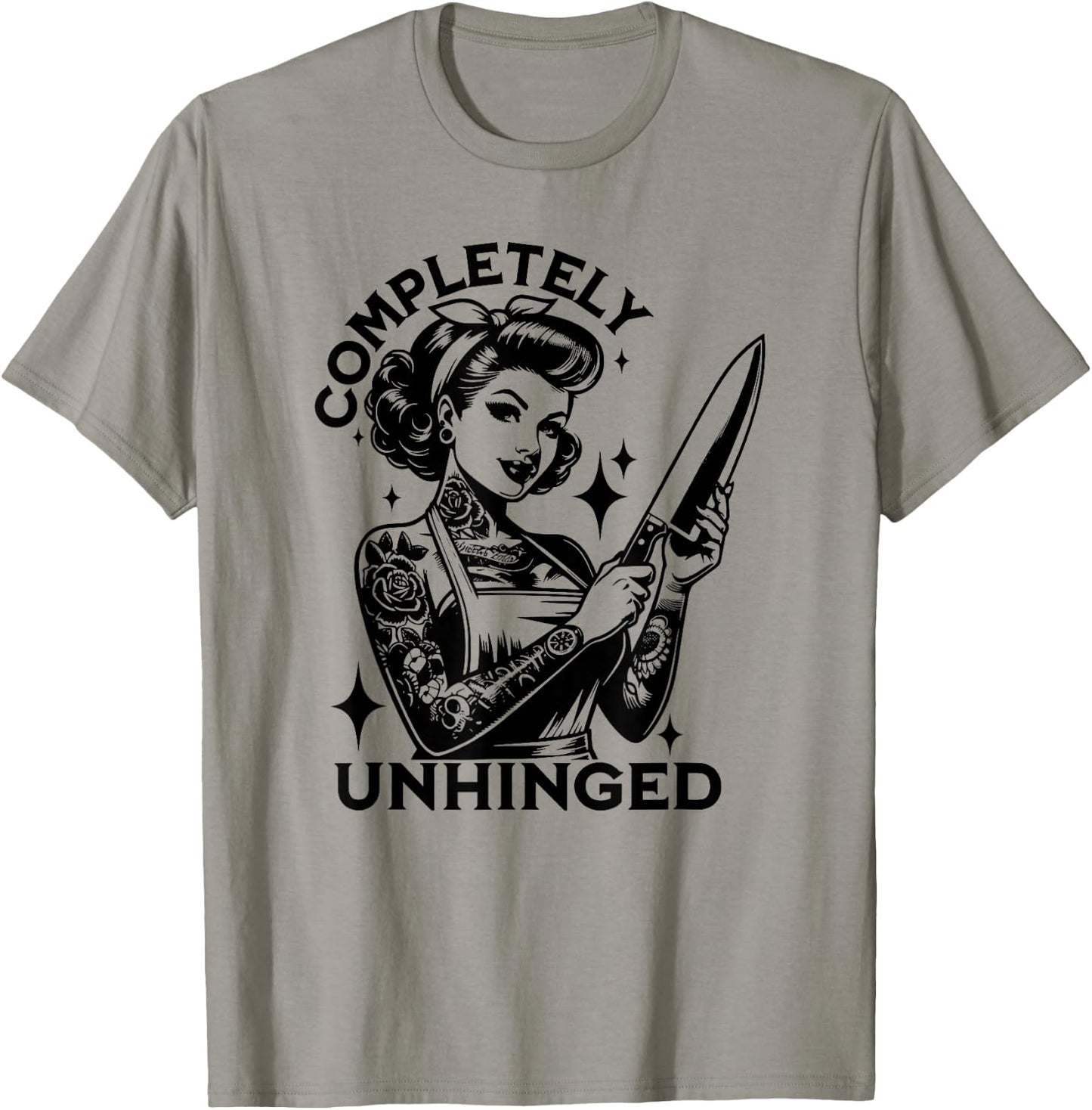 Completely Unhinged, Retro Unhinged Girl, Vintage Tattoo T-Shirt - T-Shirt | Sand