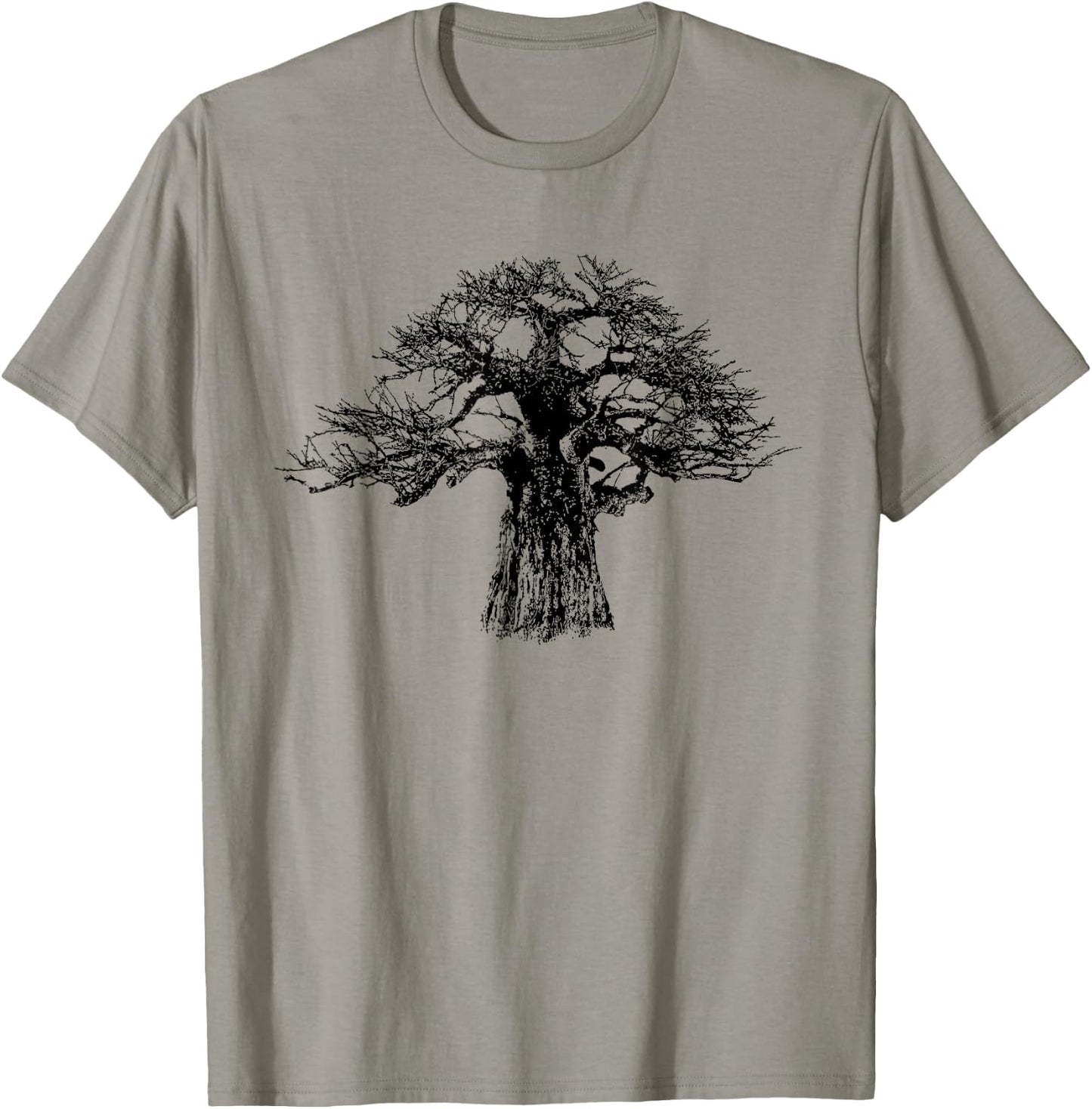 Giant Baobab Tree in Bold Monochrome for Tree Lovers T-Shirt - T-Shirt | Sand