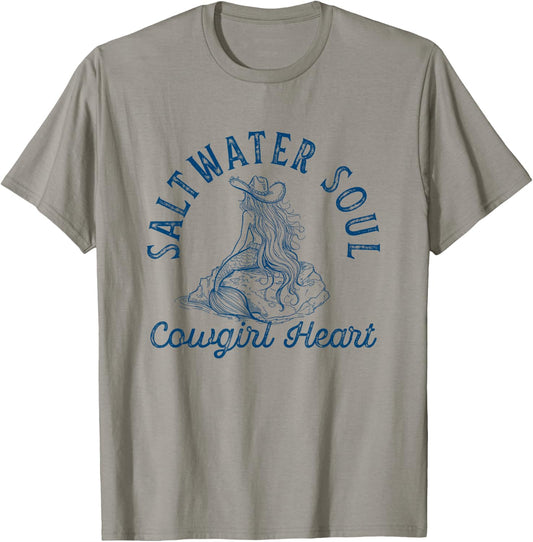 Coastal Cowgirl Aesthetic Western Beachy Cute Mermaid Core T-Shirt - T-Shirt | Sand
