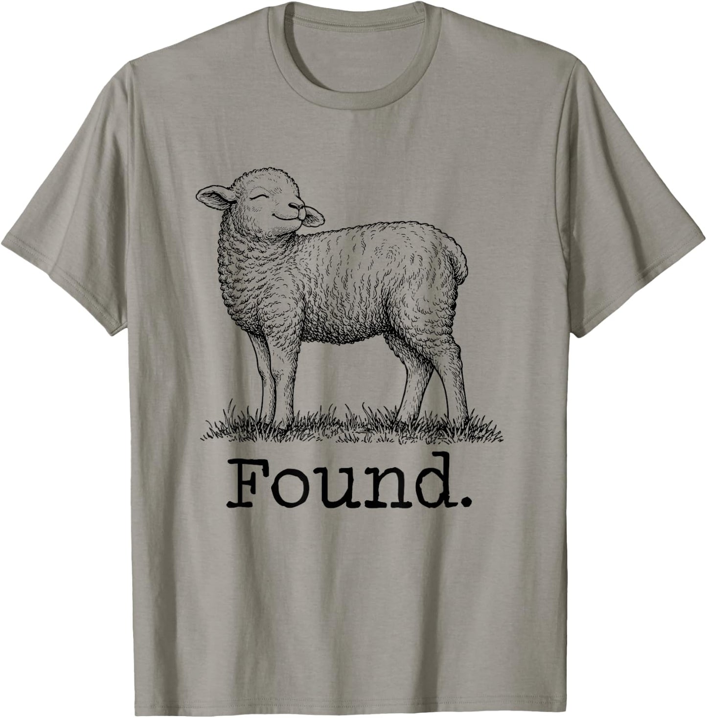 Found Minimalist Sheep Christian Psalm 23 Lamb Christian T-Shirt - T-Shirt | Sand