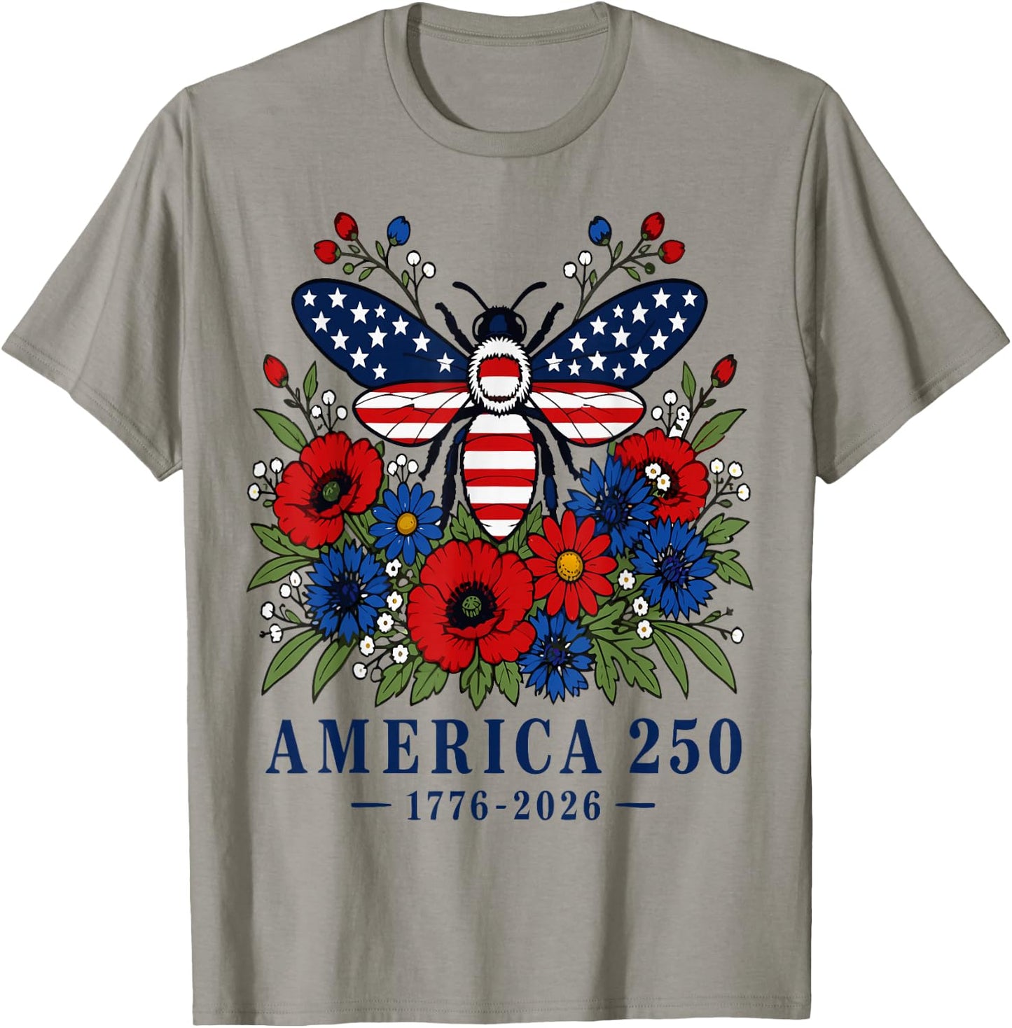 250TH Anniversary Patriotic Bee USA Flag 4th of July T-Shirt - T-Shirt | Sand