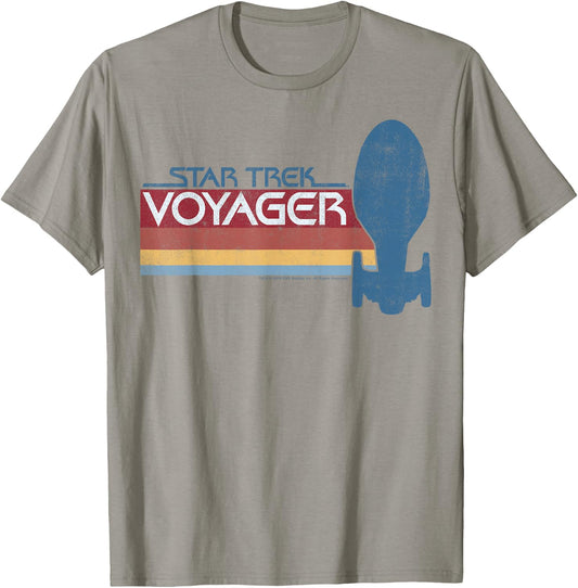 Star Trek Voyager Retro Rainbow Stripe T-Shirt - T-Shirt | Sand