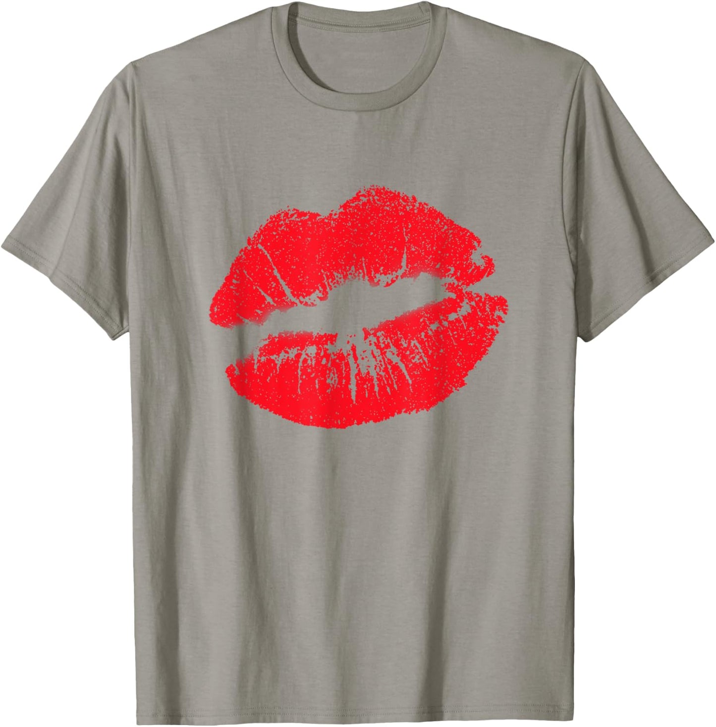 Big Lips Cool Casual Red Lipstick Funny Women Lip Kiss T-Shirt - T-Shirt | Sand