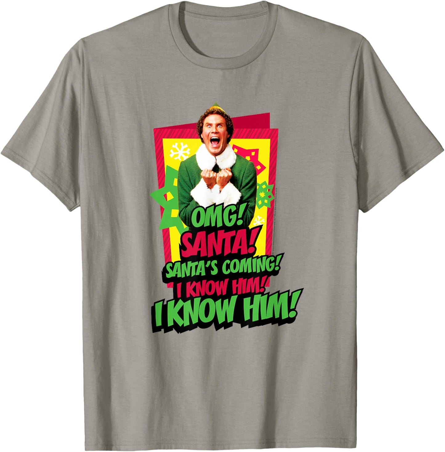 Elf Santa's Coming! I Know Him! T-Shirt - T-Shirt | Sand