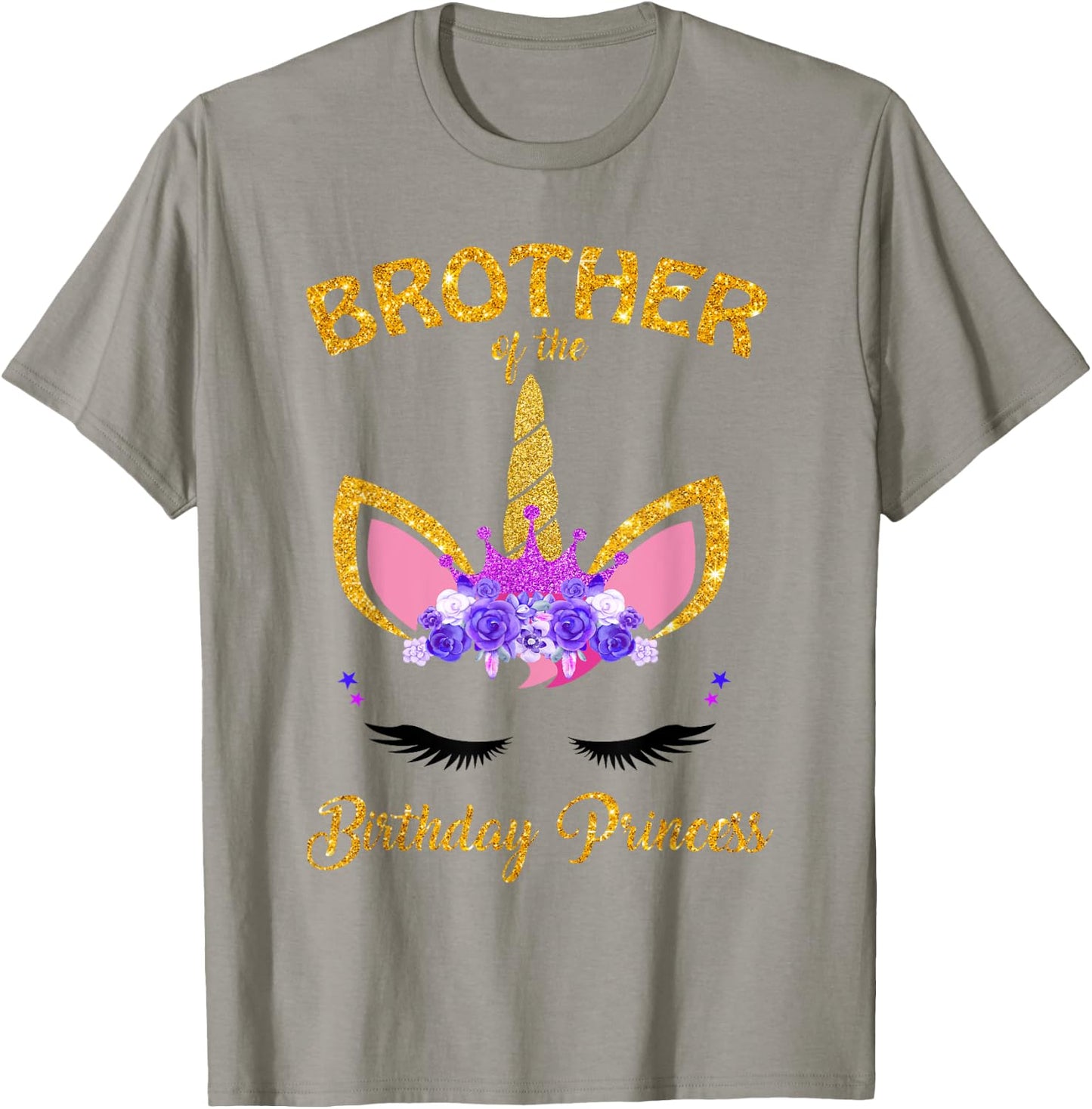 Brother Of The Birthday Princess Unicorn Family T Shirt T-Shirt - T-Shirt | Sand