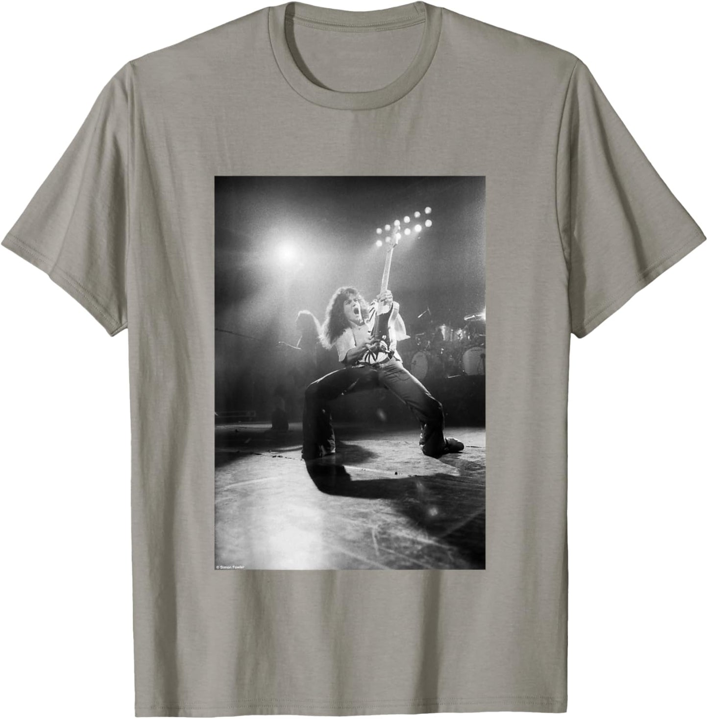 Eddie Van Halen Live Rainbow Theatre by Simon Fowler T-Shirt - T-Shirt | Sand