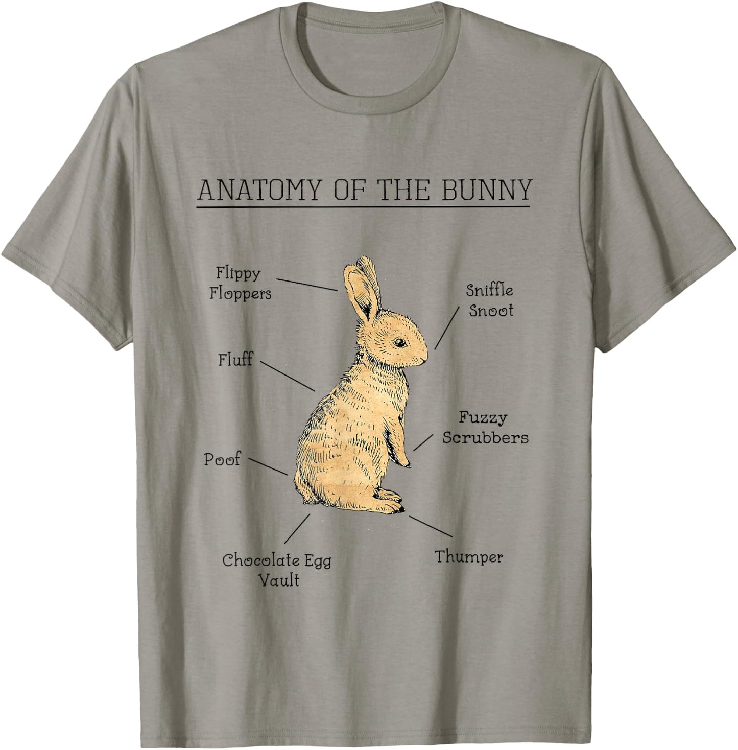 Anatomy Of The Bunny Cute Animal Love Rabbit Easter Funny T-Shirt - T-Shirt | Sand