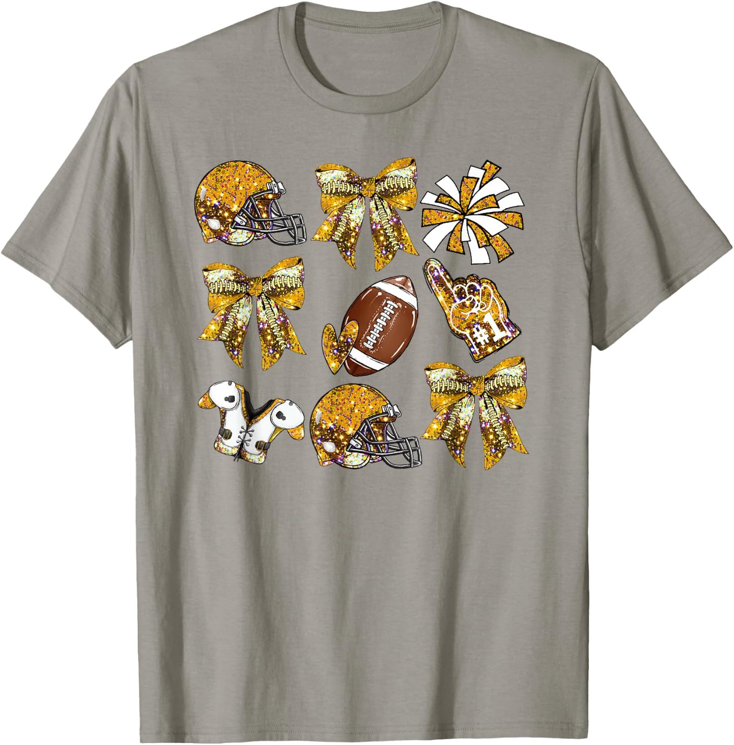 Yellow Coquette Bow Football Game Day Women Girls Kids T-Shirt - T-Shirt | Sand