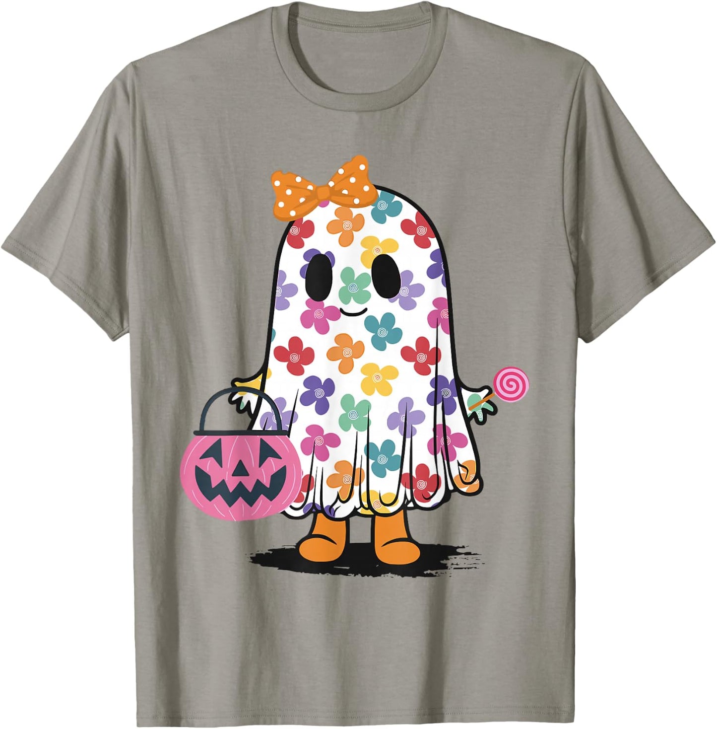 Cute Floral Ghost Trick or Treat Funny Halloween Costume Kid T-Shirt - T-Shirt | Sand