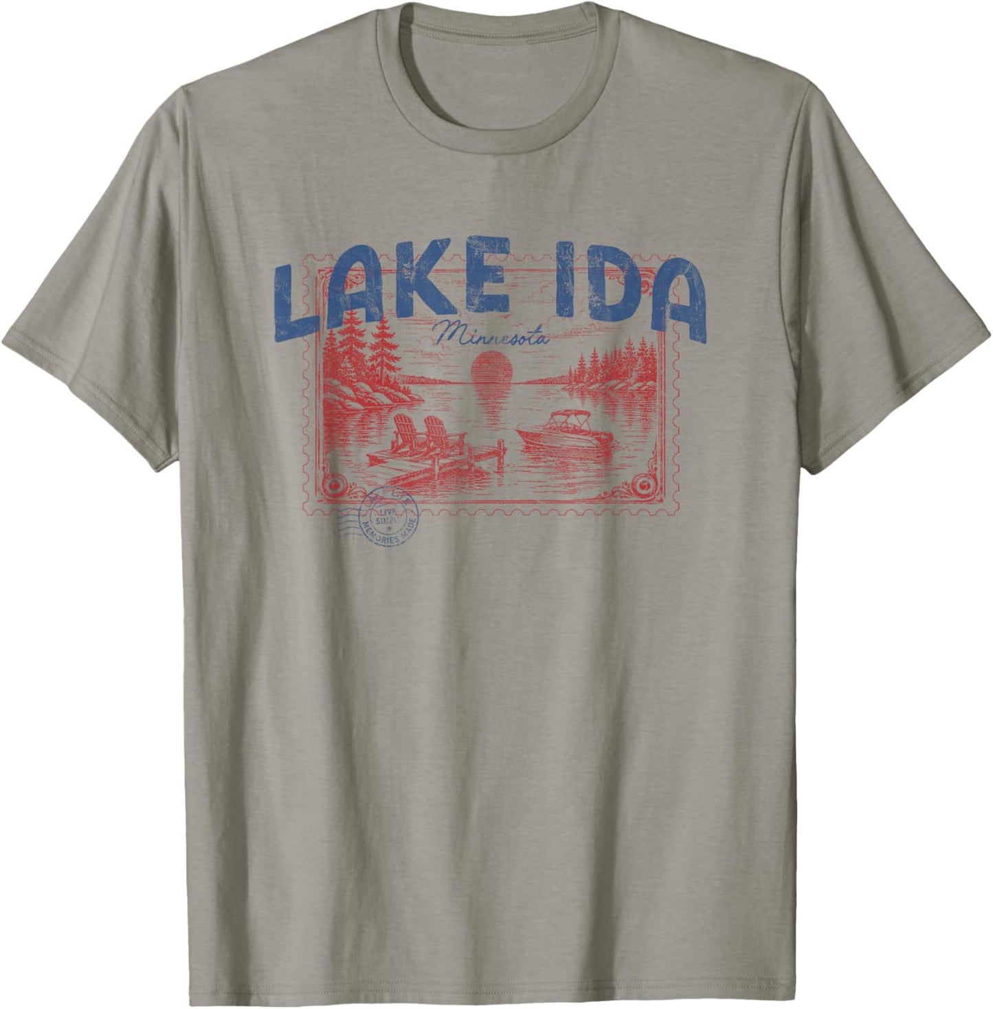 Lake Ida Minnesota Outdoors Vintage T-Shirt - T-Shirt | Sand