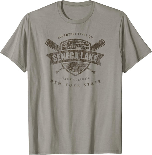 Seneca Lake New York State Lake Retro Shirt T-Shirt - T-Shirt | Sand