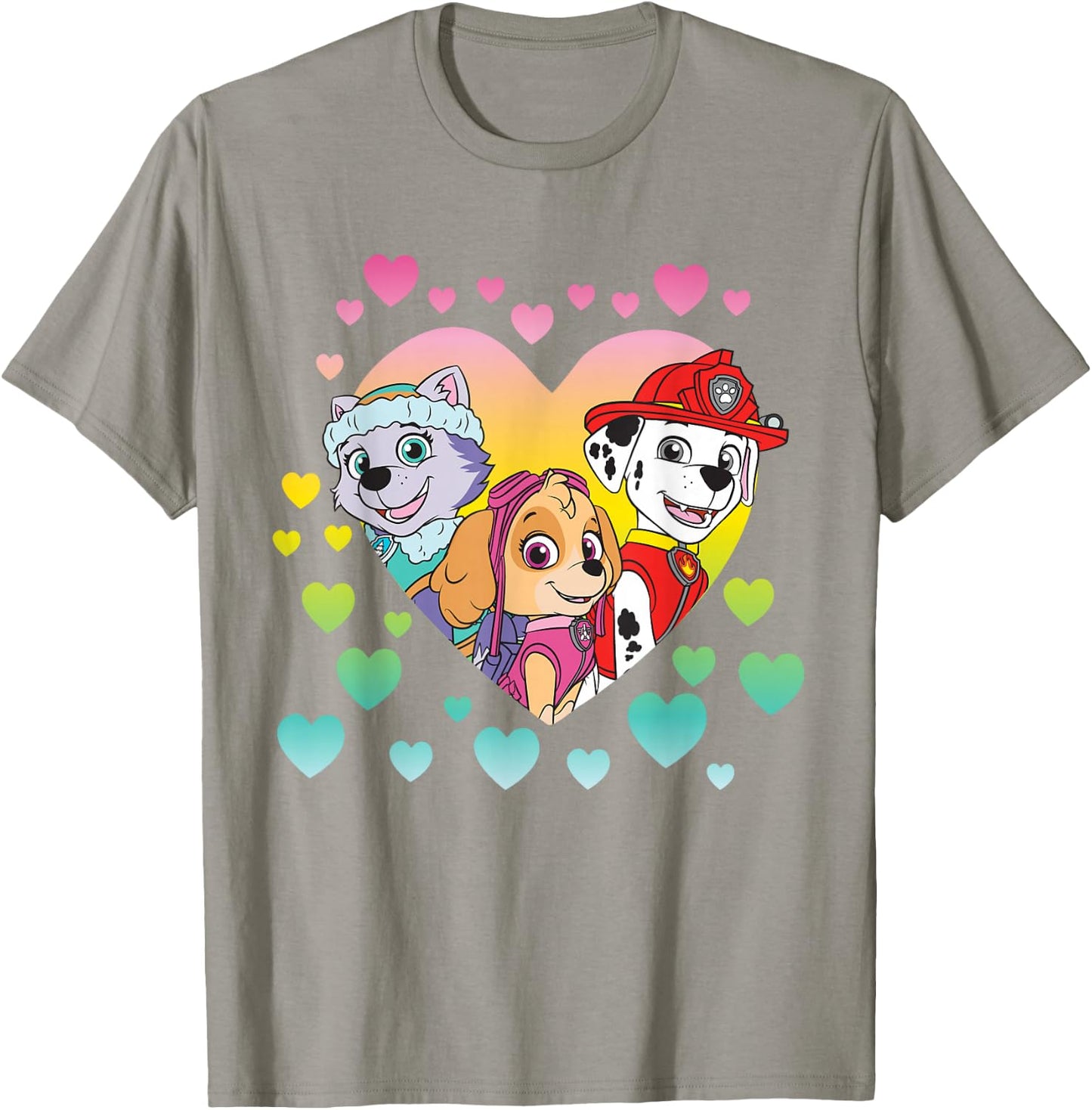 Paw Patrol Characters in Hearts T-Shirt - T-Shirt | Sand