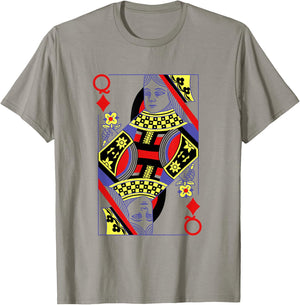 Queen Of Diamonds Deck Of Cards Playing Cards Halloween T-Shirt - T-Shirt | Sand