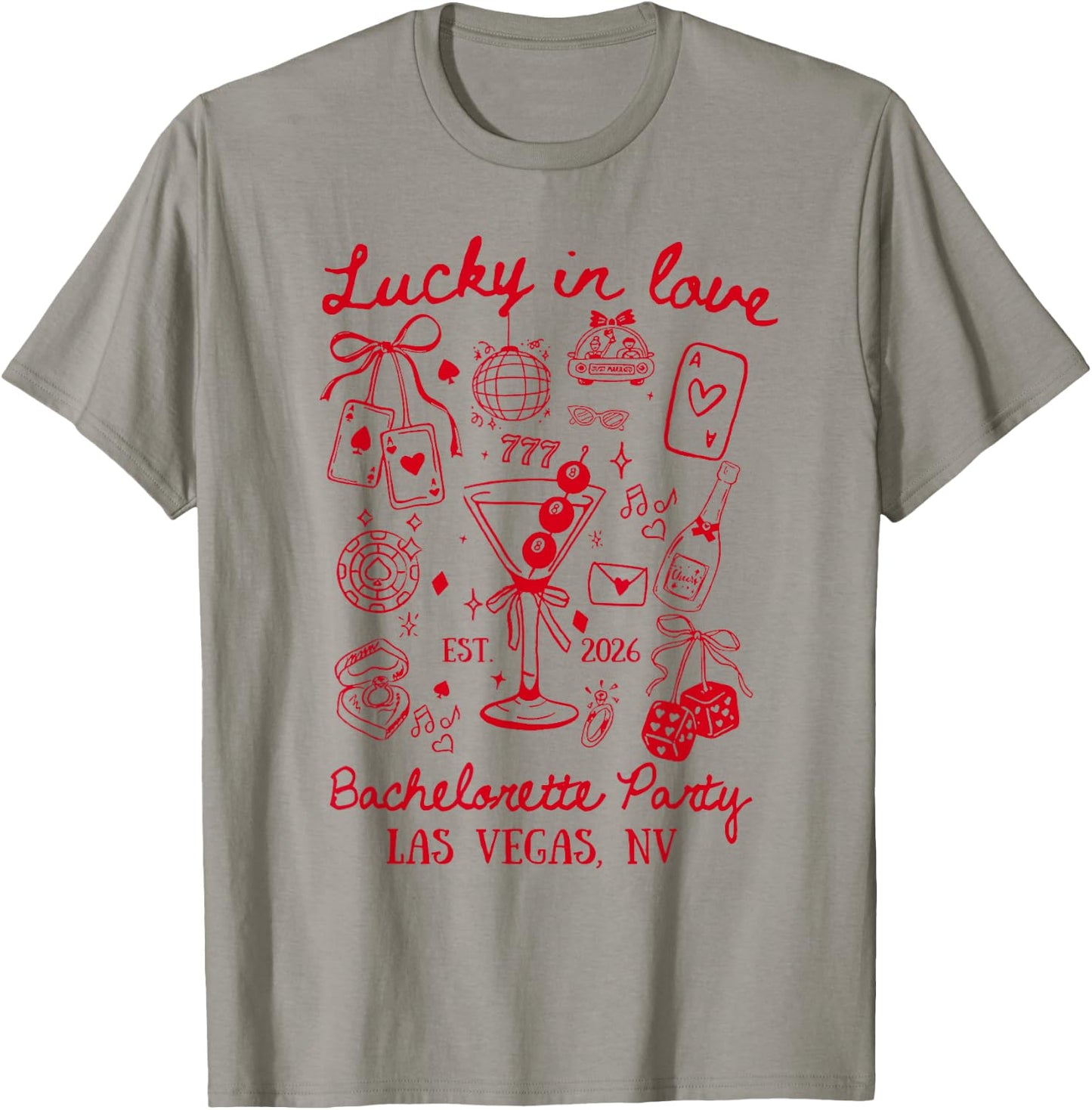Lucky in Love Las Vegas Bachelorette Party Bridal Shower T-Shirt - T-Shirt | Sand