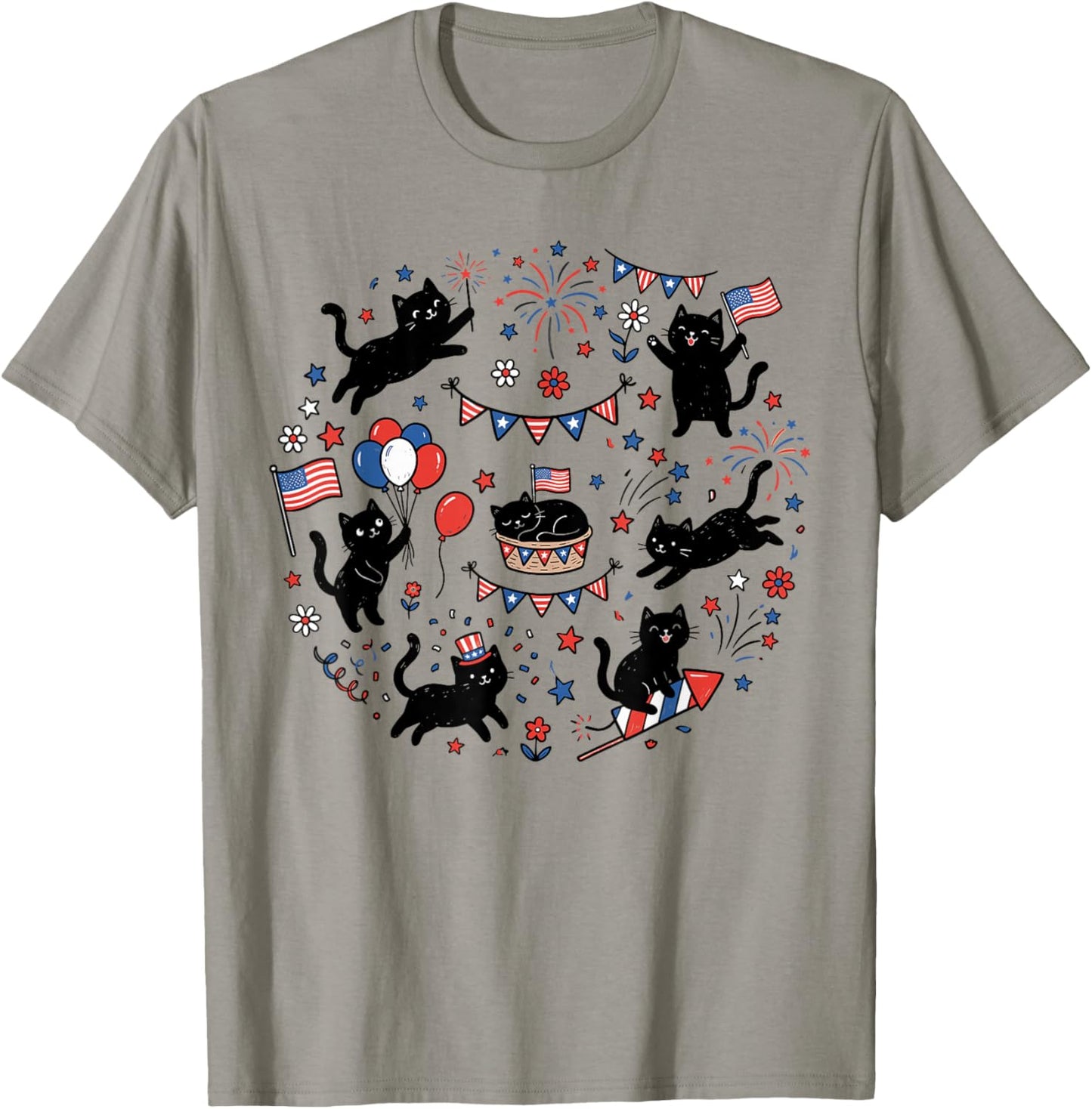 Cute July 4th Shirts , Funny Cat American Flag T-Shirt - T-Shirt | Sand