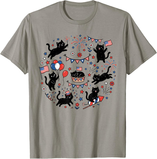 Cute July 4th Shirts , Funny Cat American Flag T-Shirt - T-Shirt | Sand
