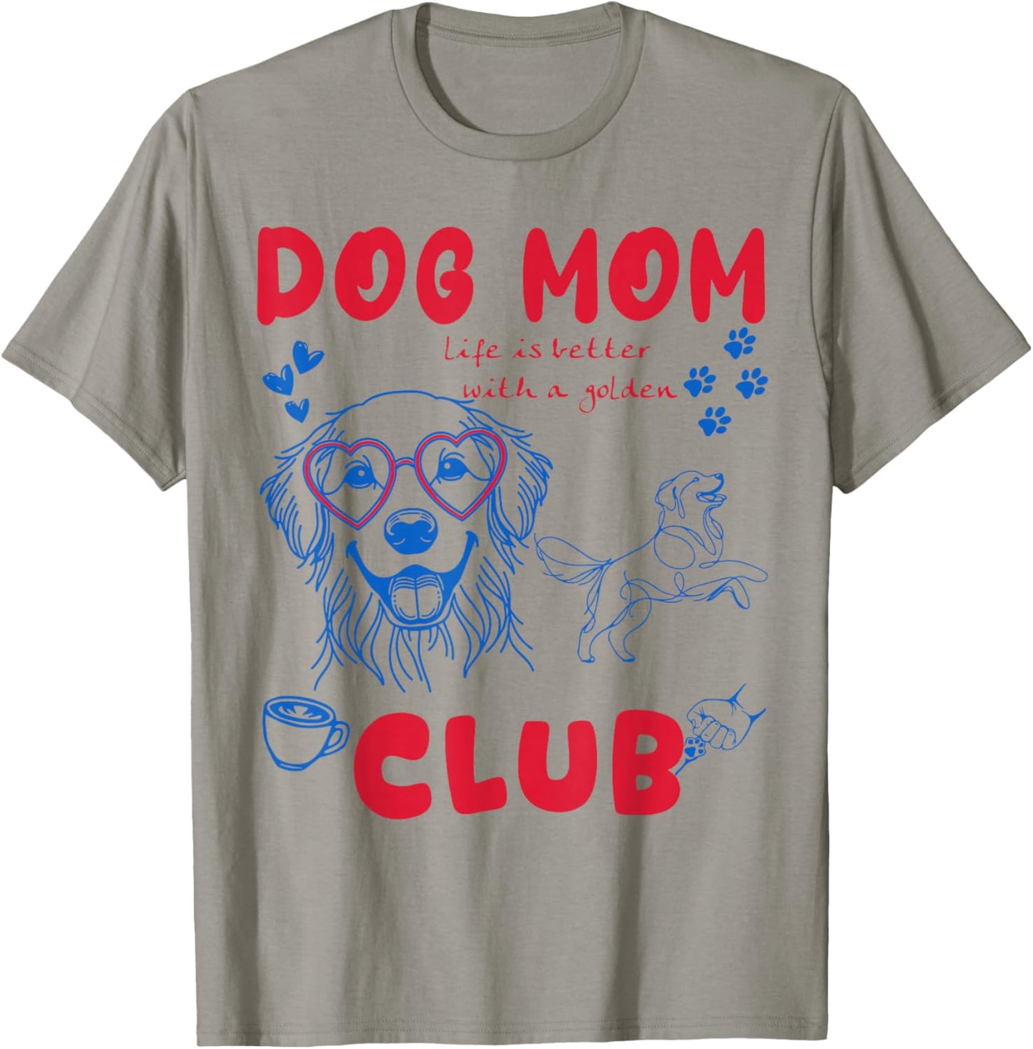 Dog Mom Club Retro Graphic for Golden Retriever Lovers T-Shirt - T-Shirt | Sand