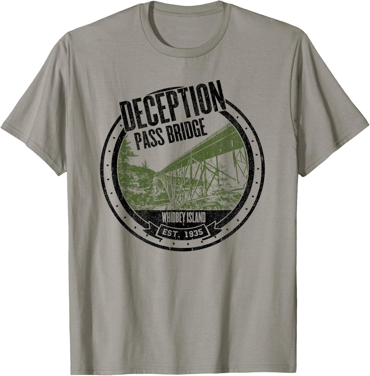 Deception Pass Bridge Whidbey Island Washington T-Shirt - T-Shirt | Sand