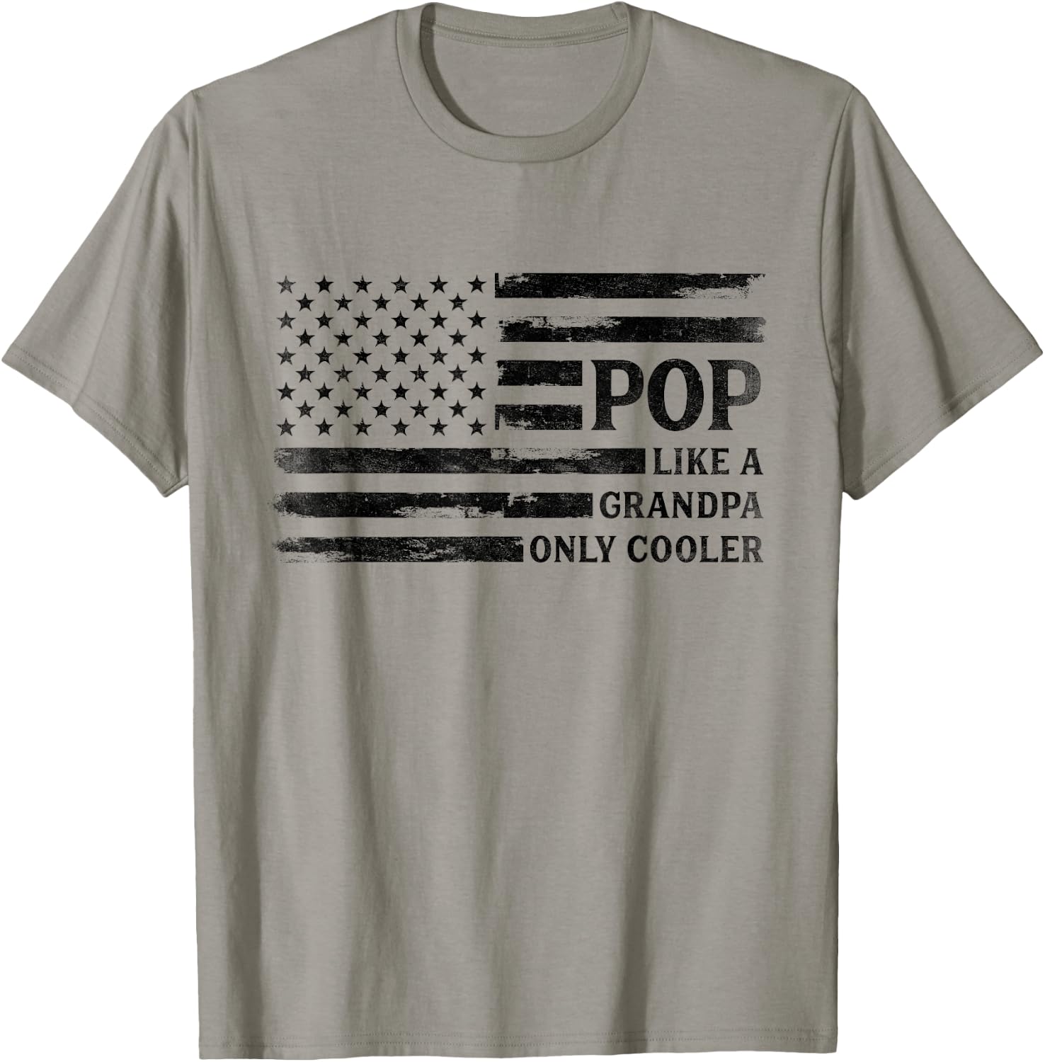 Pop Like A Grandpa Only Cooler Father's Day Black USA Flag T-Shirt - T-Shirt | Sand