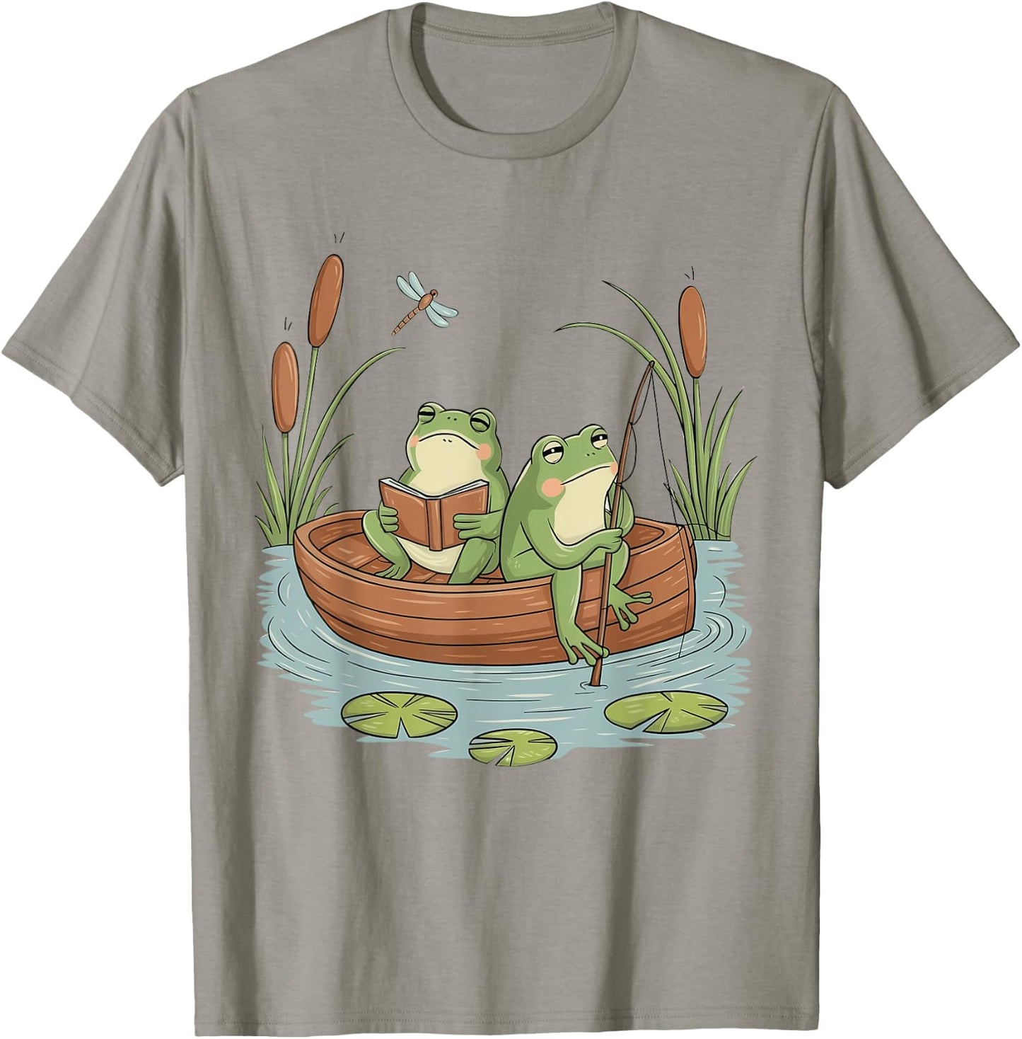 Frog Cottagecore Aesthetic Frog Fishing Nostalgia Frog Lover T-Shirt - T-Shirt | Sand