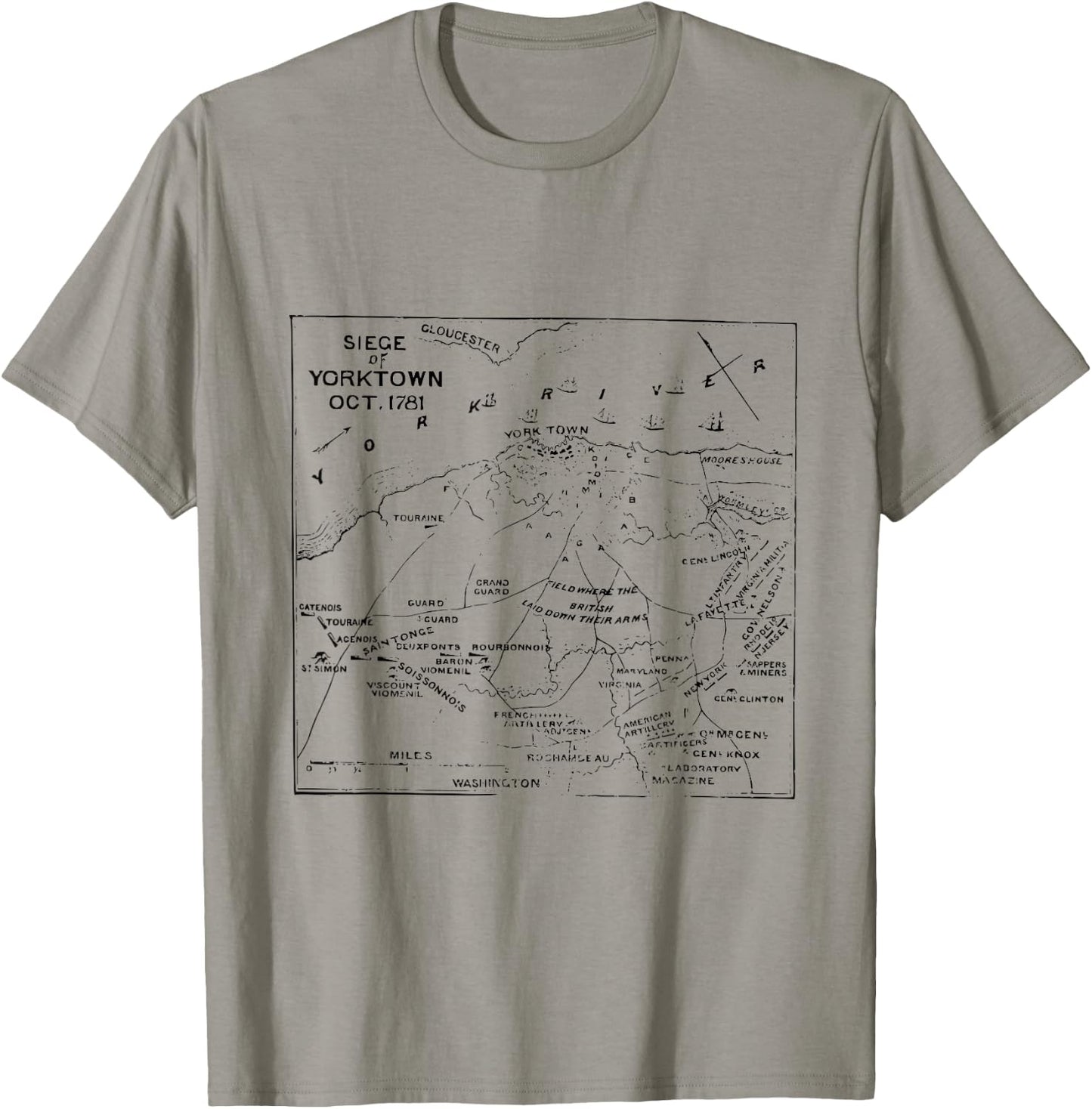 Siege of Yorktown Virginia Revolutionary War Map T-Shirt - T-Shirt | Sand