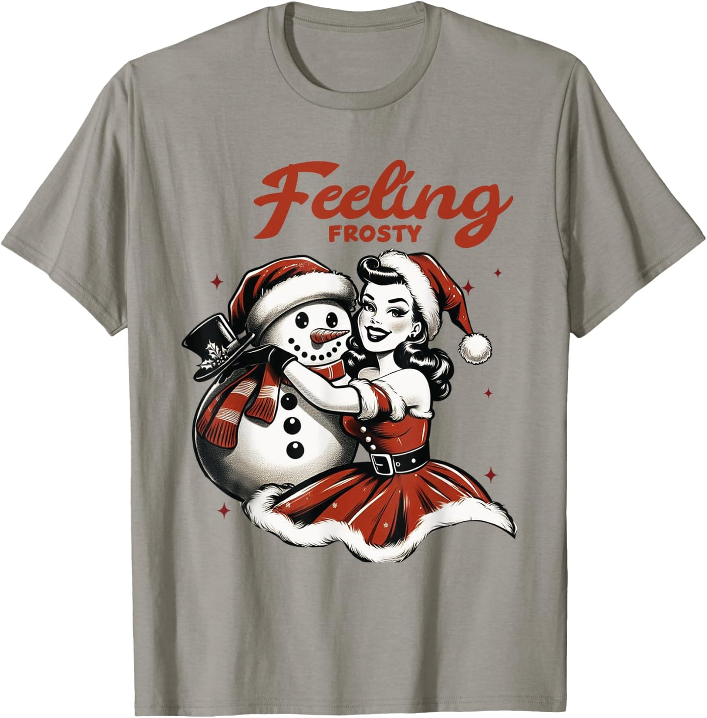 Feeling Frosty Snowman Pin Up Girl Christmas Women T-Shirt - T-Shirt | Sand